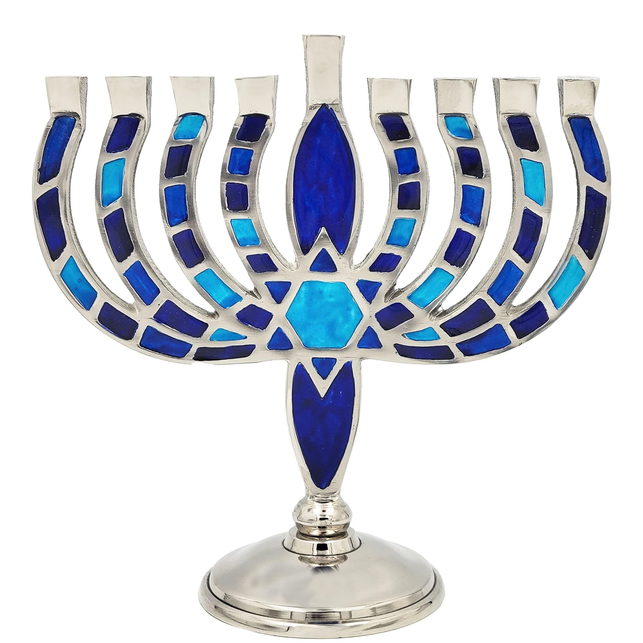 The Dreidel Company Hanukkah Menorah Mosaic Design (Blue Mosaic Design)