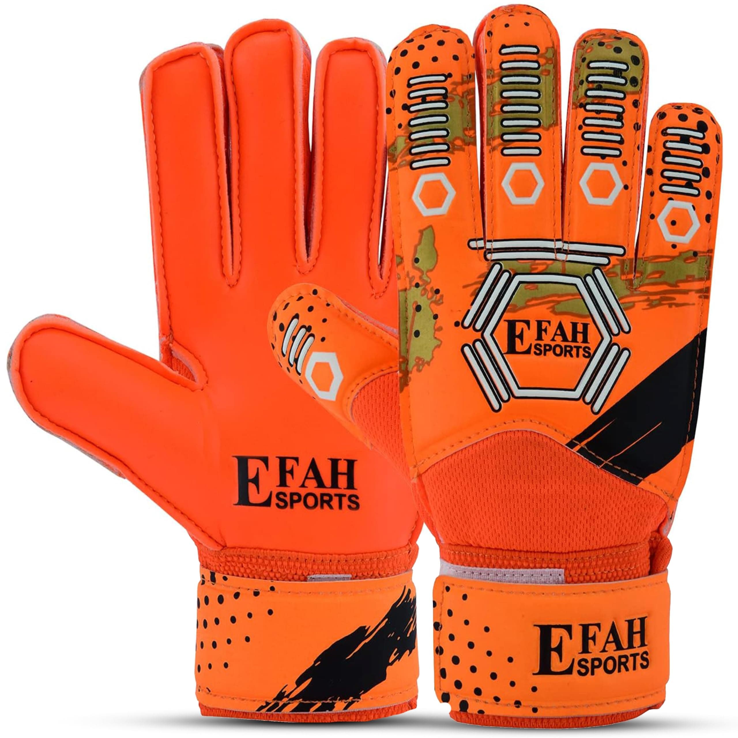 Soccer Goalkeeper Gloves for Kids Boys Children Youth Football Goalie Gloves with Strong Grip Palms (Size 6, Orange/Golden)