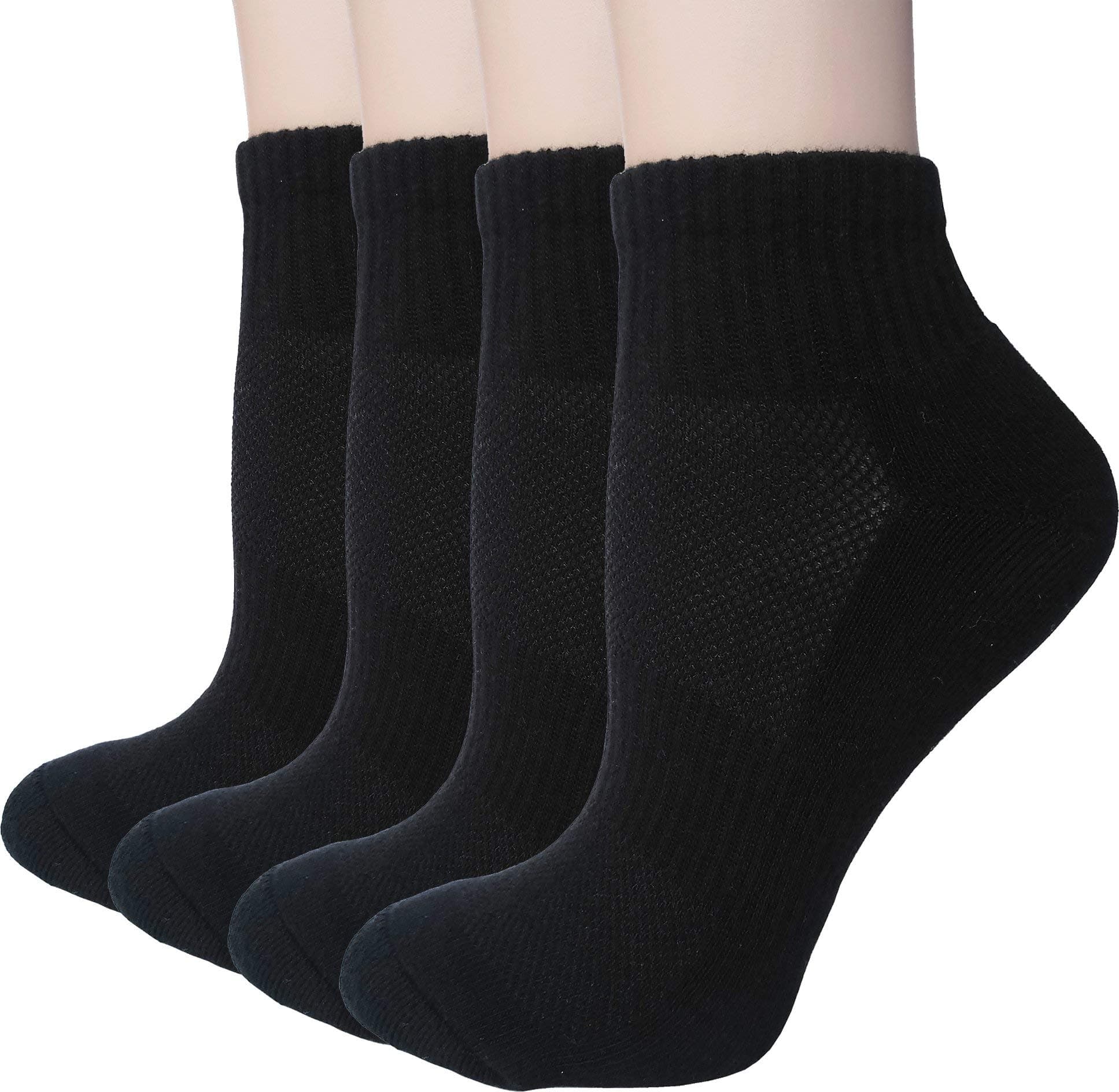 FORMEU Women Ankle Socks Sports Trainer Running Gym Low Cut Cotton Athletic Socks White Black Breathable Anti Blister Cushioned Sock Ladies Girls
