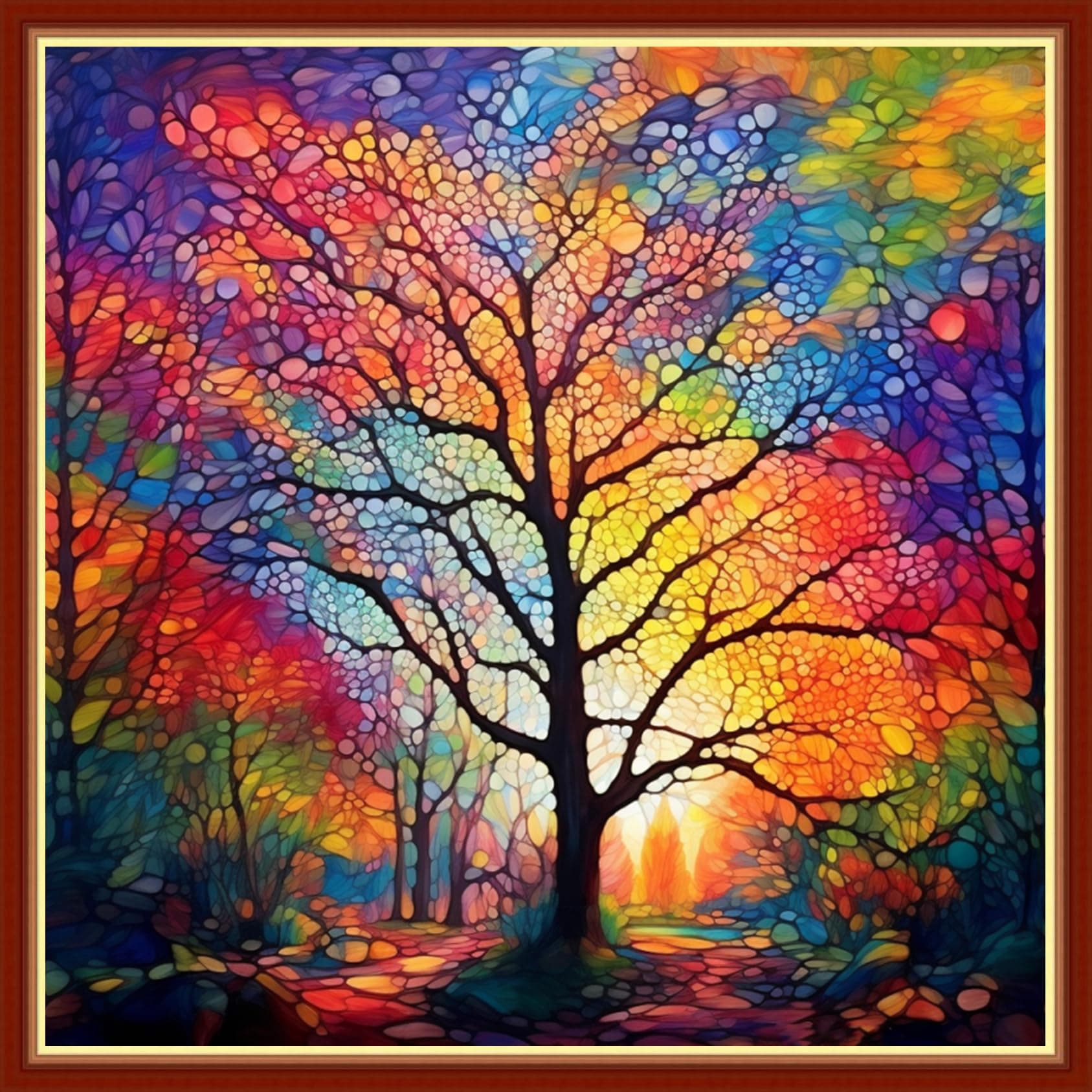 Findvoor Stamped Cross Stitch Kits for Beginners Full Range of Cross Stitching Embroidery Pattern for Adults, 11CT DIY Needlepoint Embroidery Starter Kits-Moonlight Tree 17.7x17.7 inch