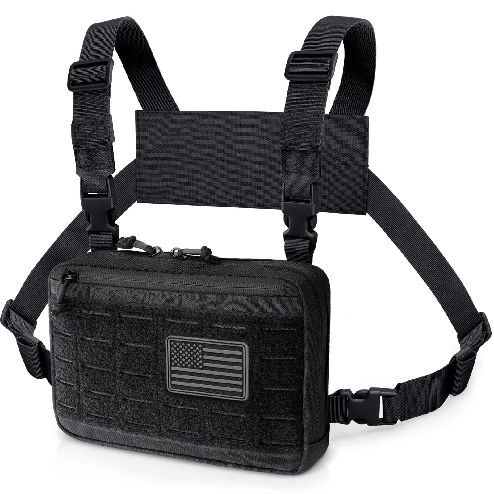 Tactical Chest Rig Bag of Laser Cut Design, Molle Chest Pouch Utility Recon Kit Bag Tactical Chest Pack Bag