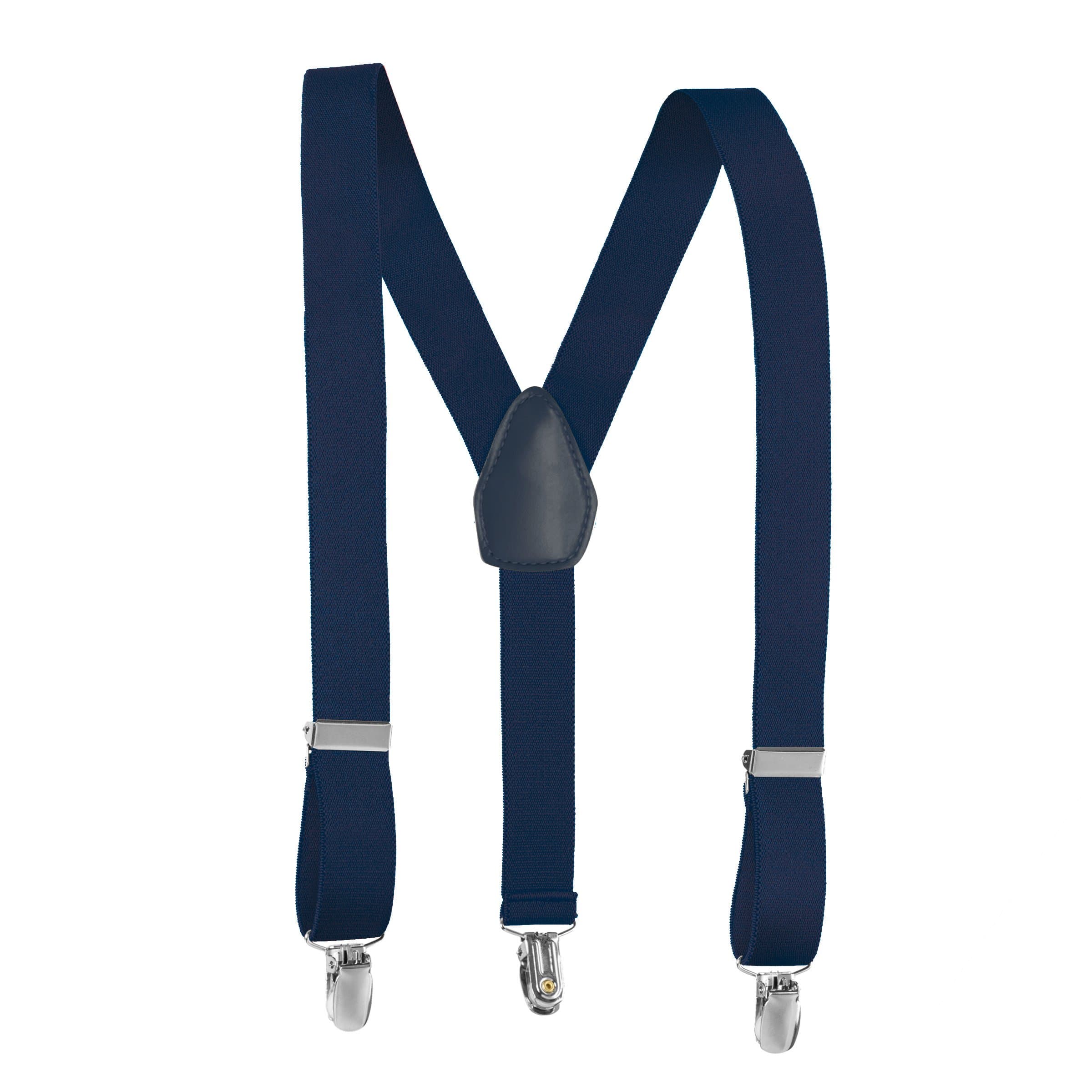 Tuxedo Suspenders for Kids Boys and Baby Elastic Fully Adjustable (22 Inch (7 months - 3yrs), Navy)