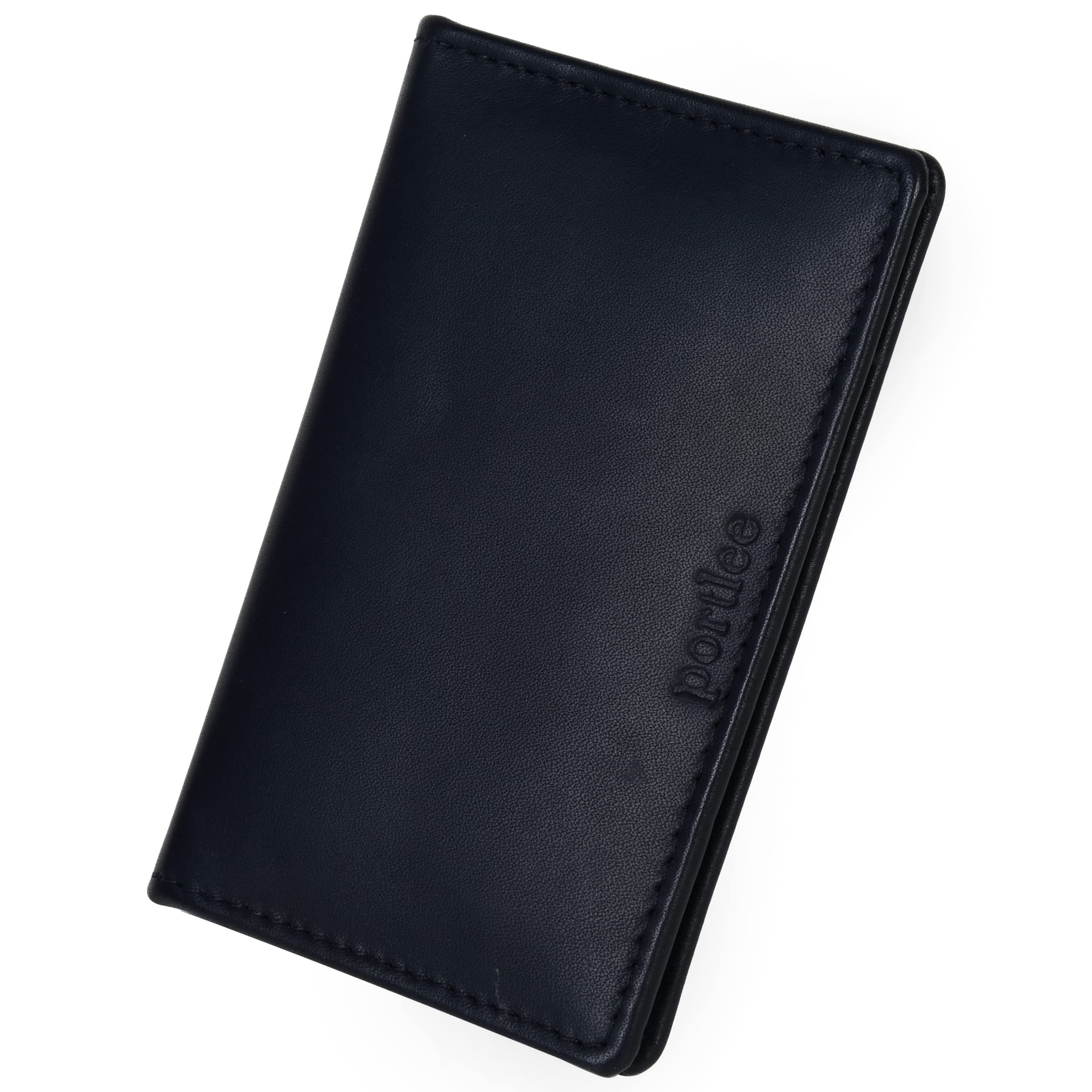 Genuine Leather Bifold Slim Stylish Credit Debit ATM Card Holder Wallet for Men Women with Gift Box, Black