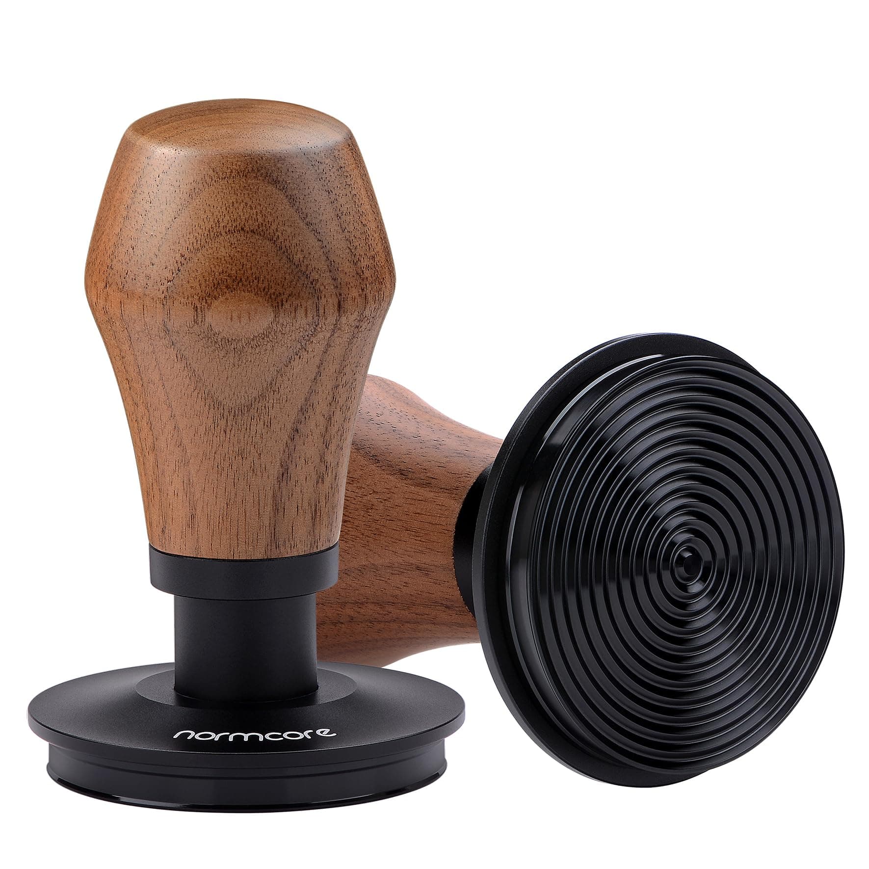 Normcore 58.5mm Espresso Coffee Tamper V4 - Spring Loaded Tamper with Titanium PVD Coated Ripple Base - 15lb/25lb/30lb Replacement Spring with Genuine American Walnut Handle