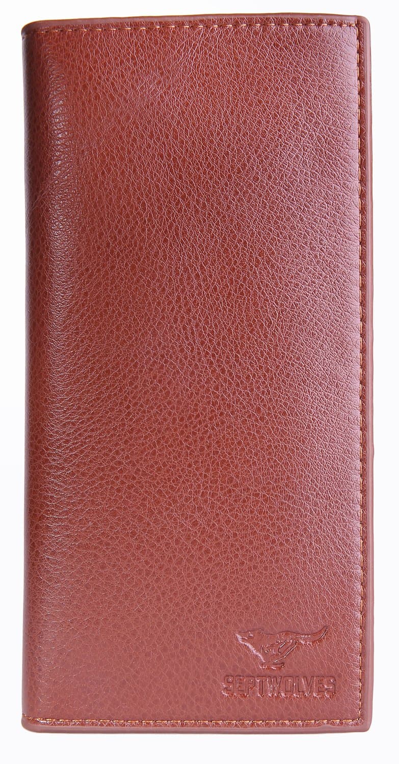 Men's Genuine Leather New Long Checkbook Covers Wallet Case(brown)