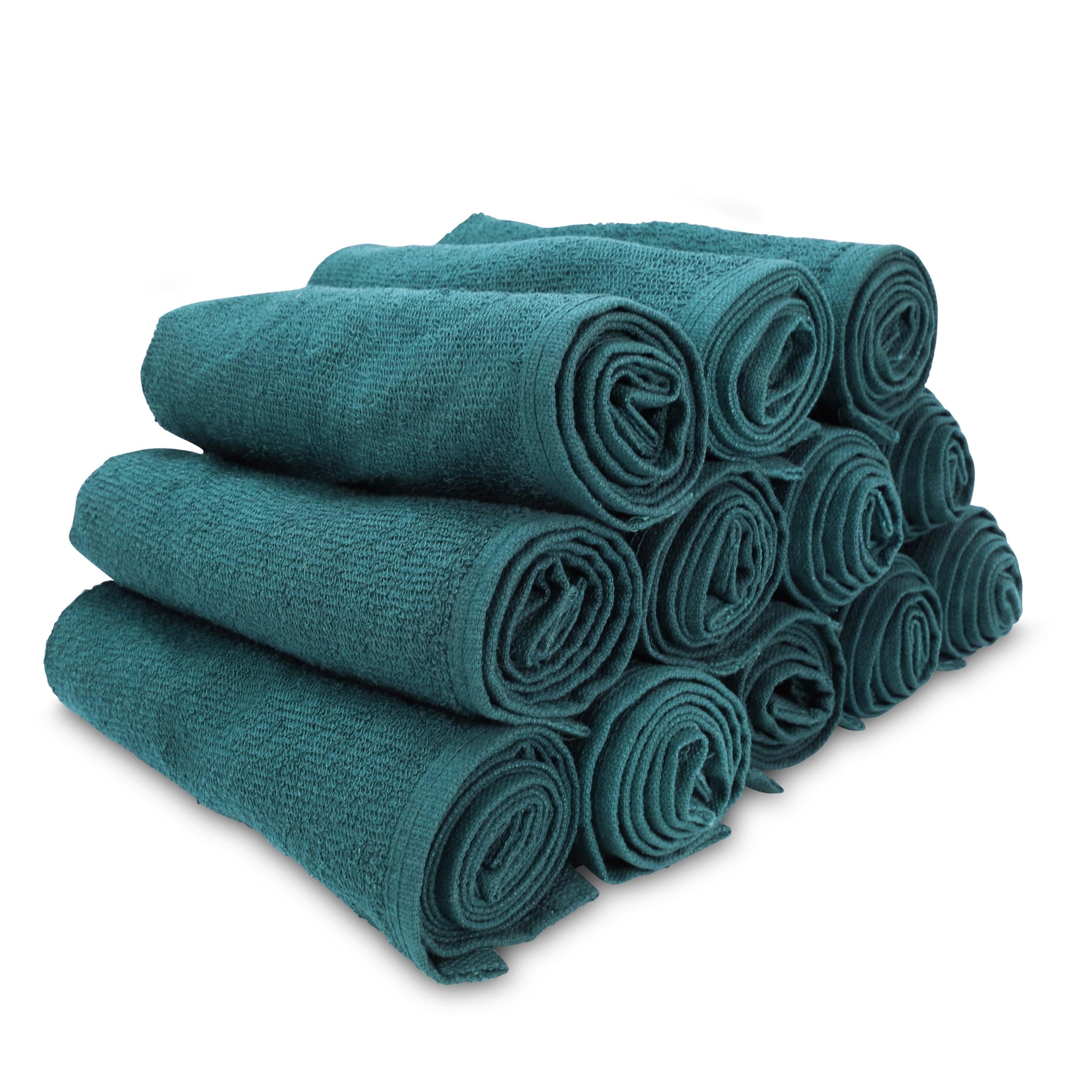 Arkwright Bleach Safe Salon Towel - 100% Ring Spun Cotton Super Soft, Lightweight, Quick Dry, Absorbent Hand Towels, Perfect for Spa, Facials, Gym, Cosmetology, 16 x 28 in. (Pack of 12), Hunter Green