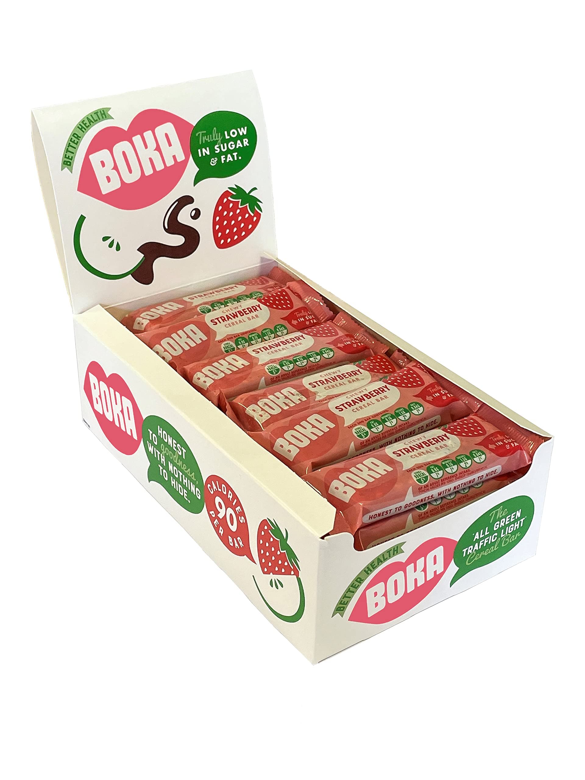 Food Chewy Strawberry Cereal Bar 24 x 30g, Healthier Snack, Vegan, Low Sugar, Low Fat & High Fibre Breakfast Bars Great for Kids & Adults. Nut Free.