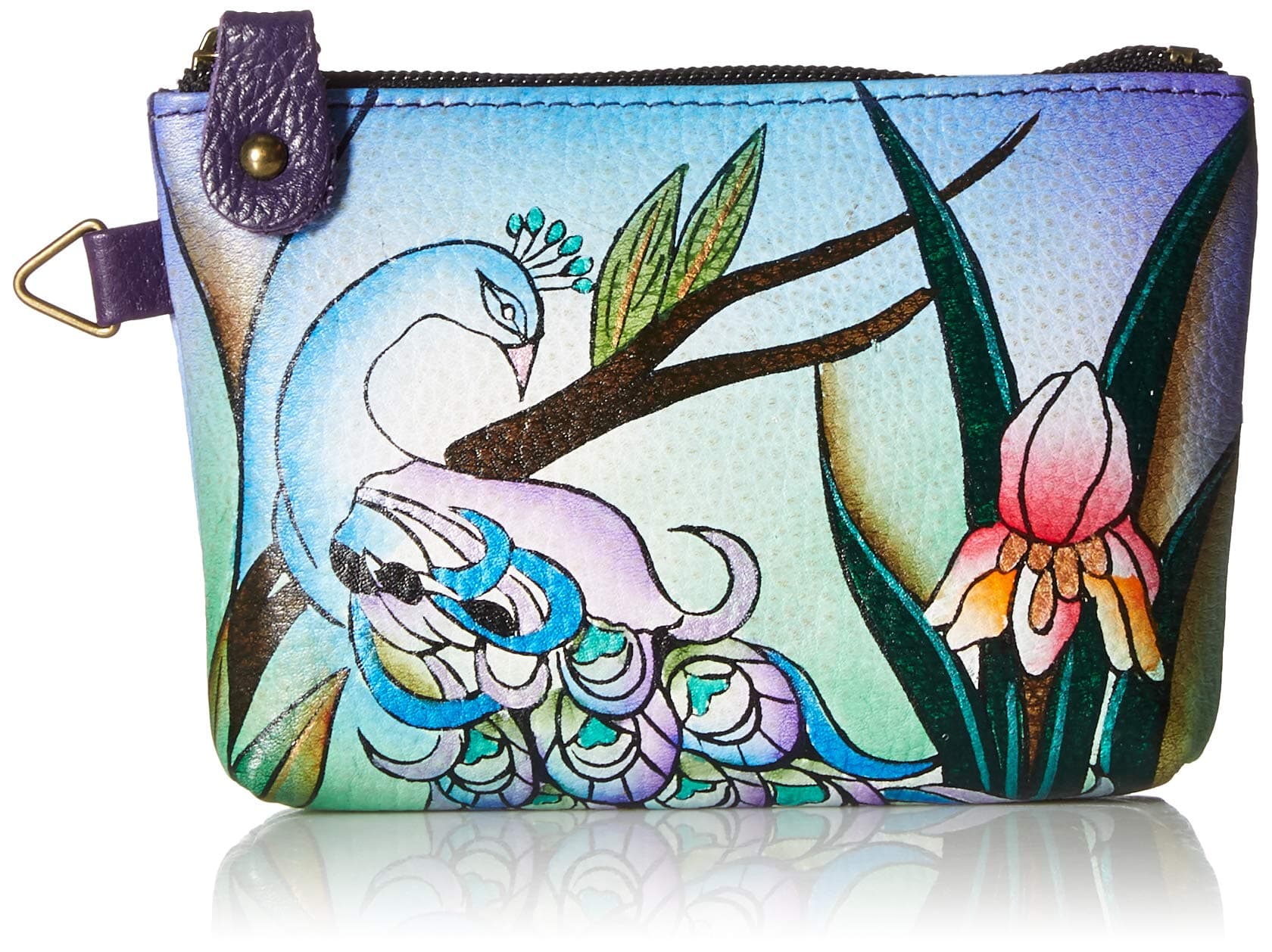 Women's Hand Painted Leather Coin Pouch Purse