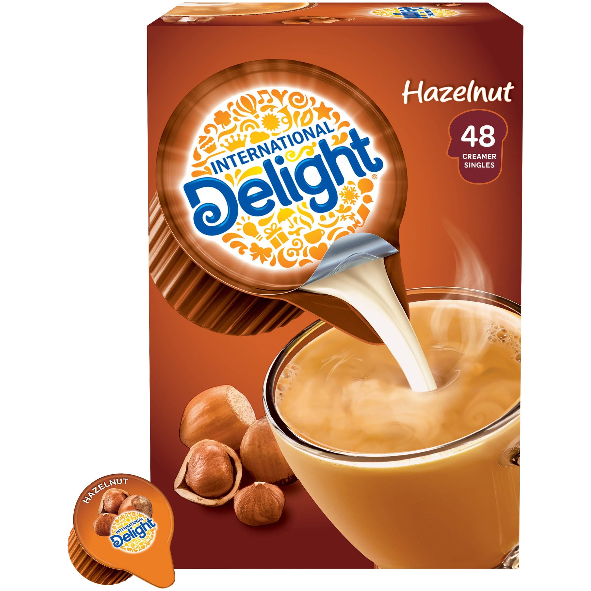 International Delight Coffee Creamer Singles, Hazelnut, 48 Count, Pack of 4