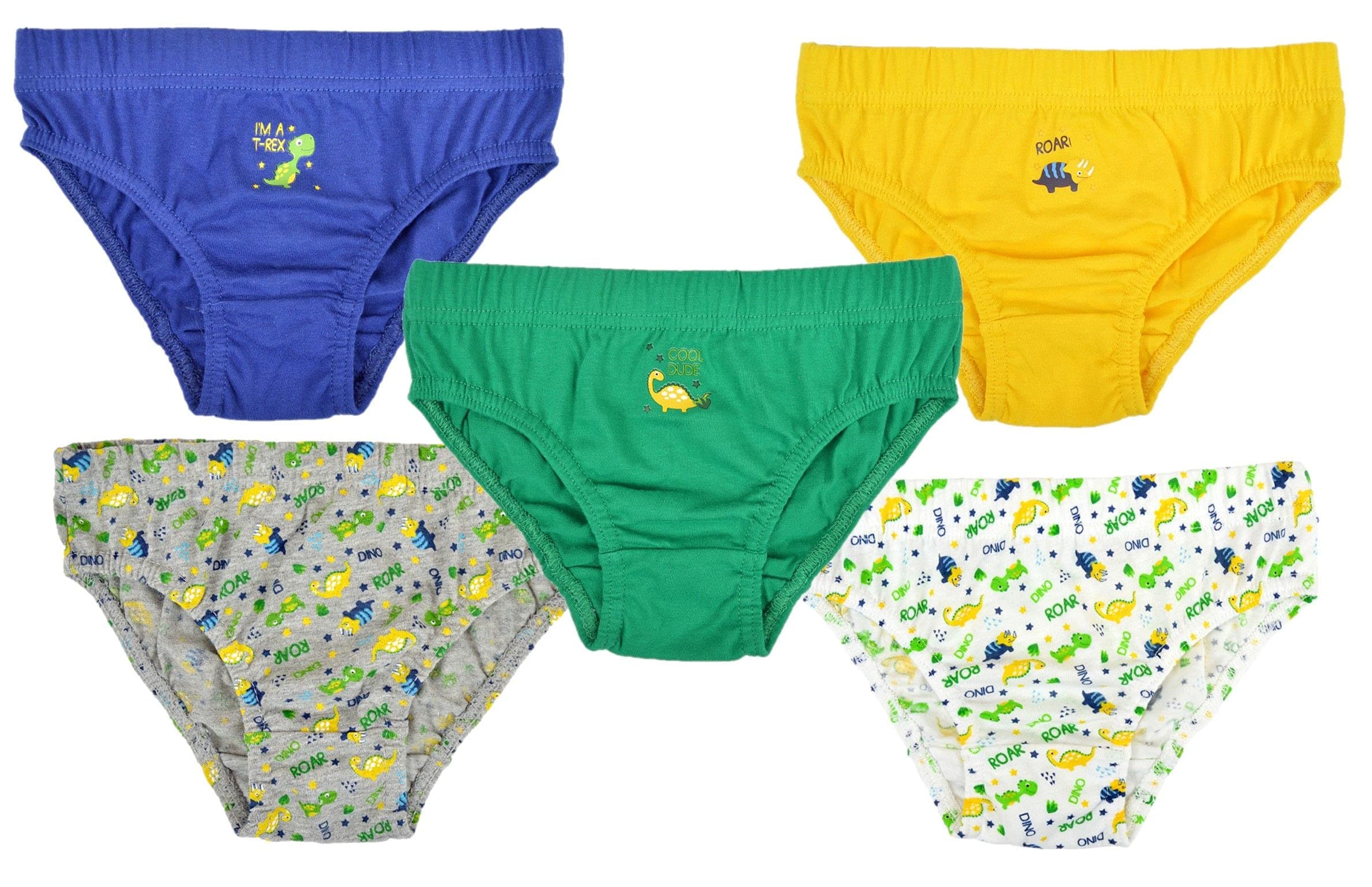 5 pairs Boys Dinosaur Patterned Cotton Blend Brief Underpants