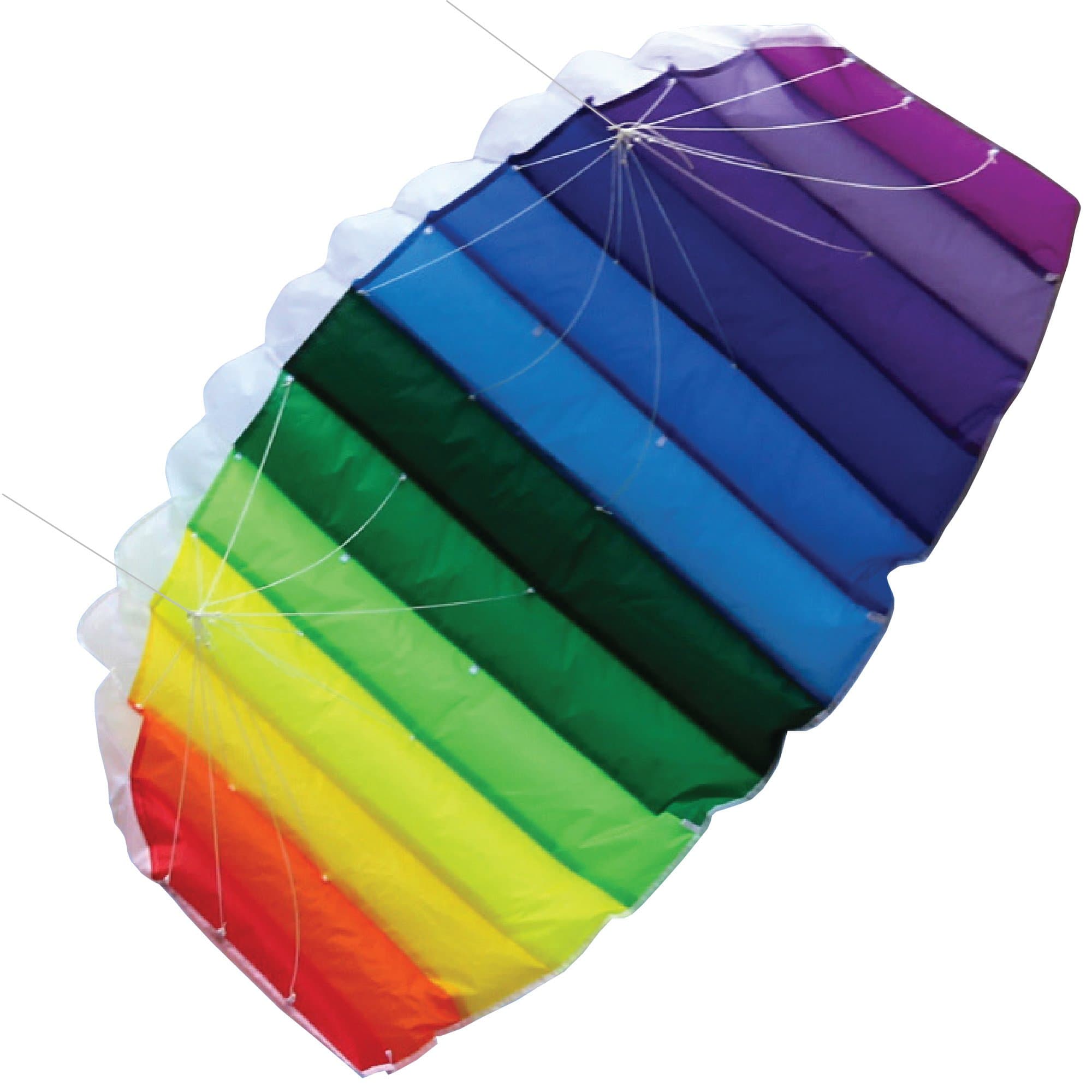 Moon Glow Sports AIRFOIL Stunt Sport Kite Dual-Line with Strings, Handles, Carry Bag, Winder, Free Flying Tips eBook, Easy Assembly, Rainbow Color