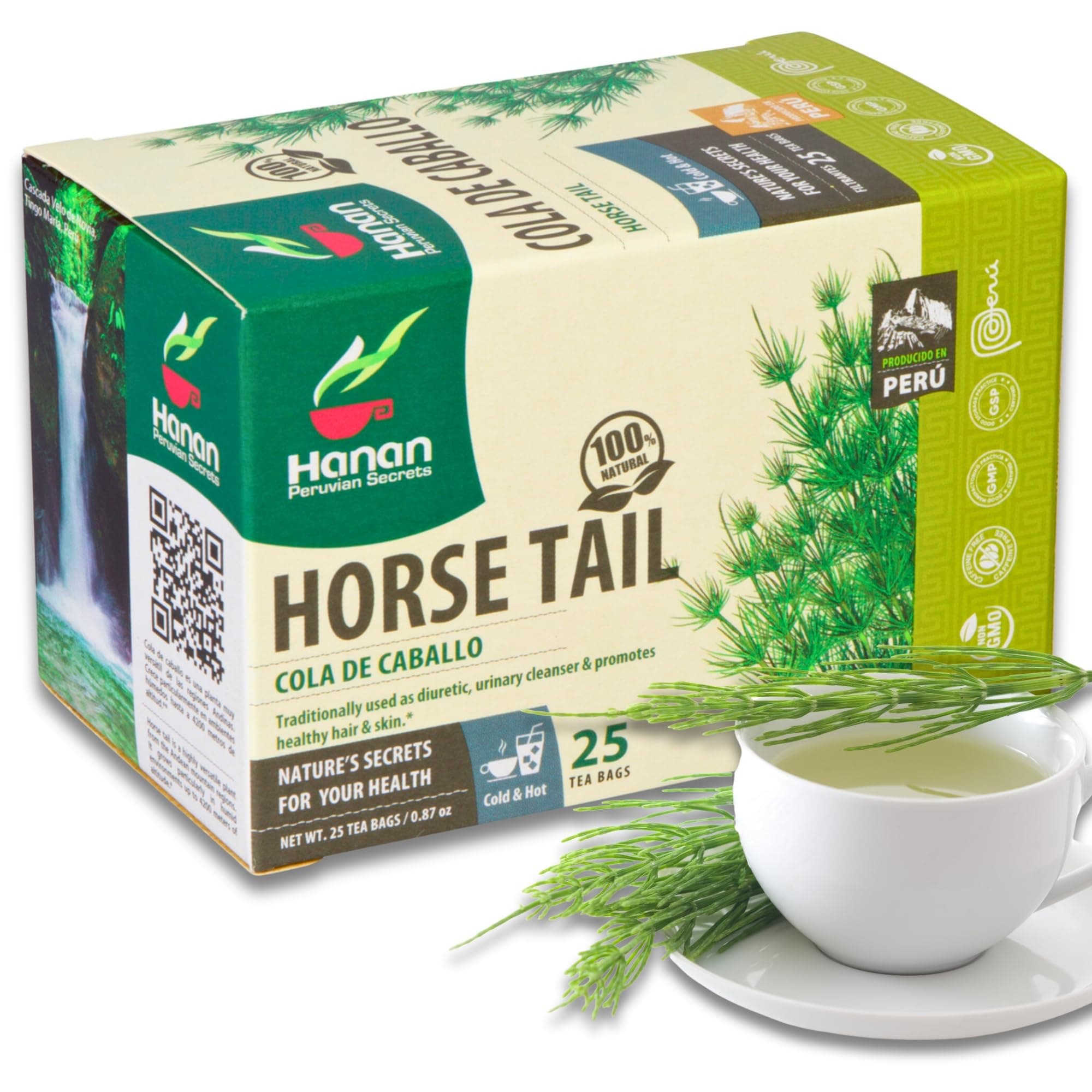 Horsetail Tea (Cola de Caballo) - 25 Teabags of All-Natural Horse Tail from Peru a.k.a. Shavegrass, Snake Grass, Equisetum, Puzzlegrass