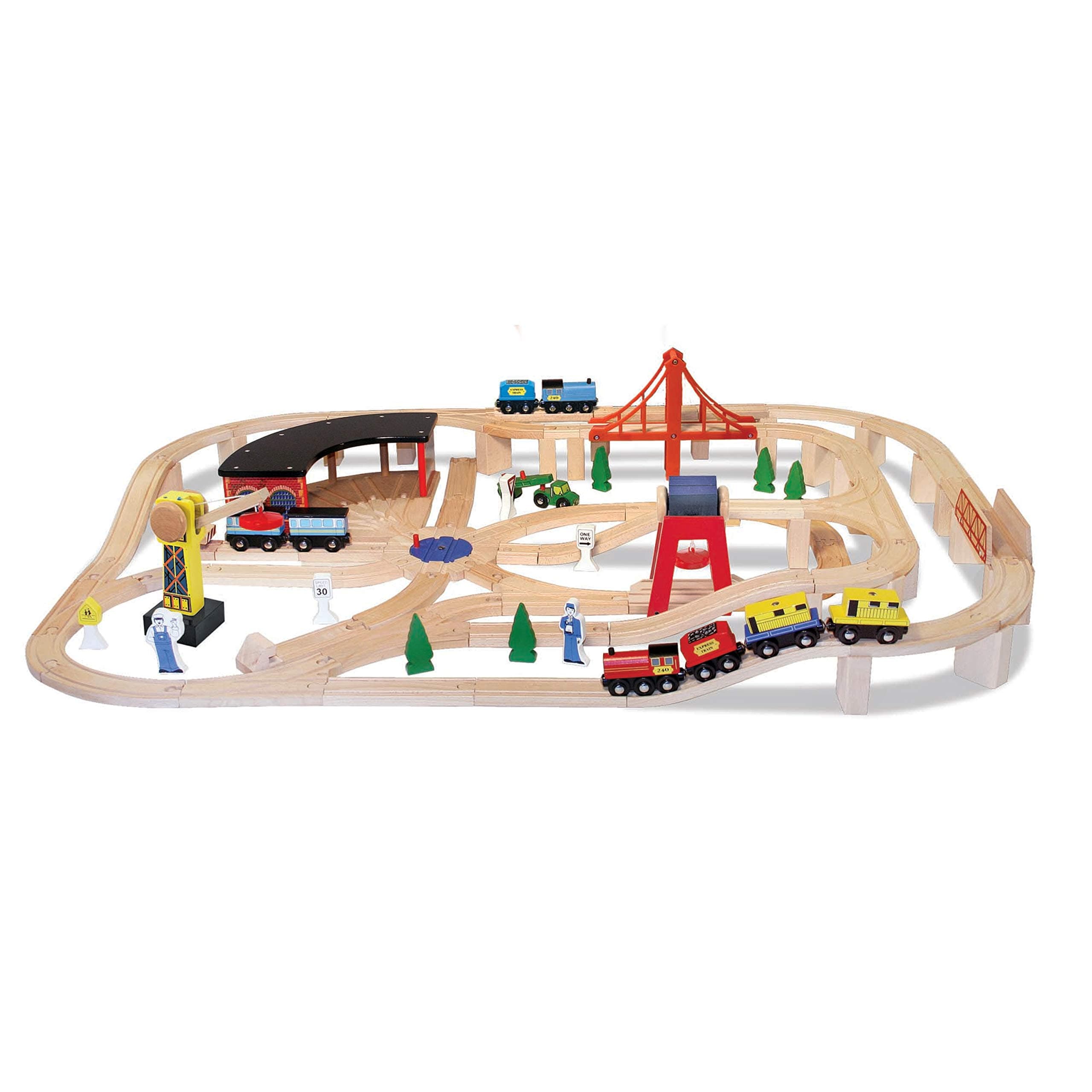 Melissa & Doug Wooden Railway Set, 130 Pieces