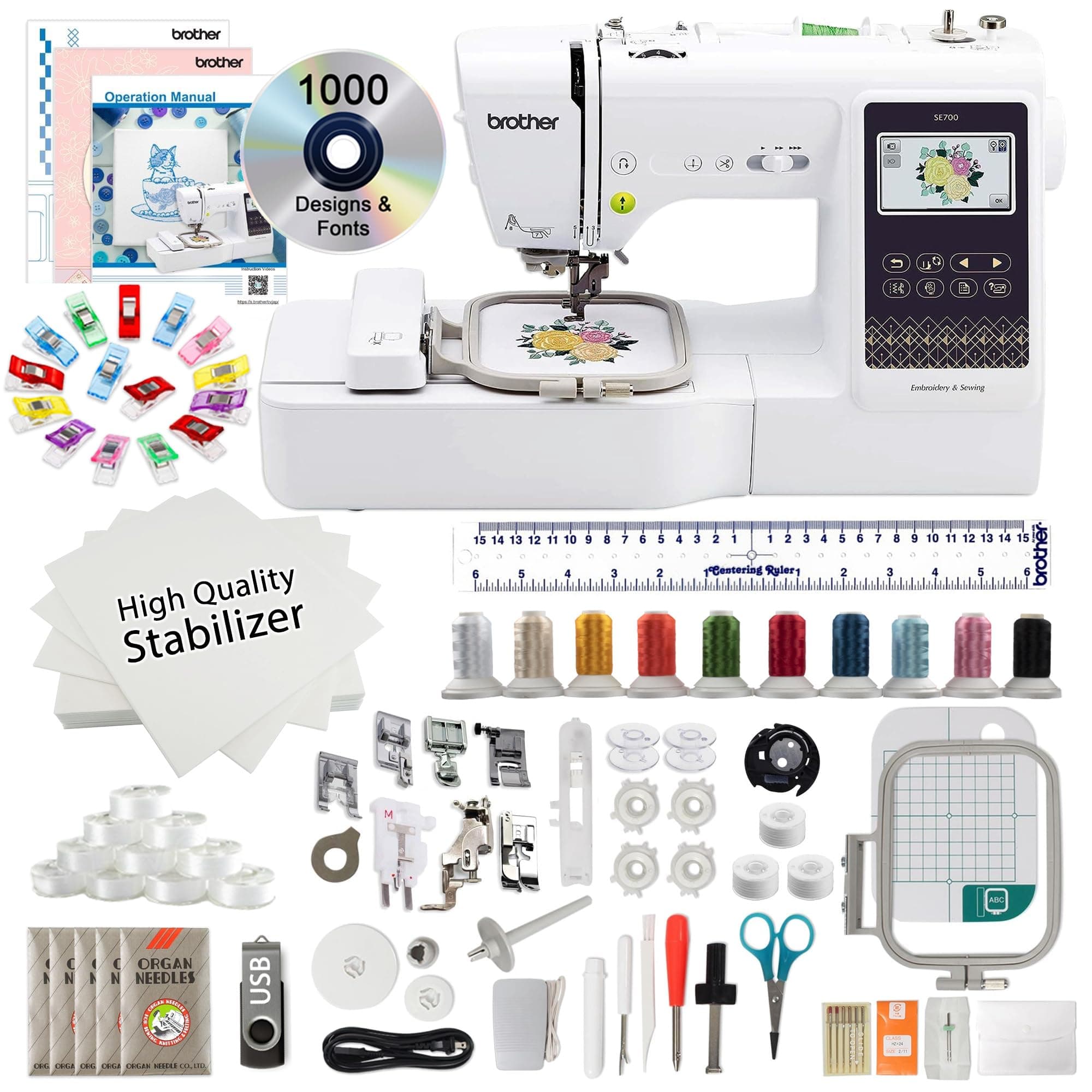 Brother SE700 Embroidery & Sewing Machine with Starter Bundle