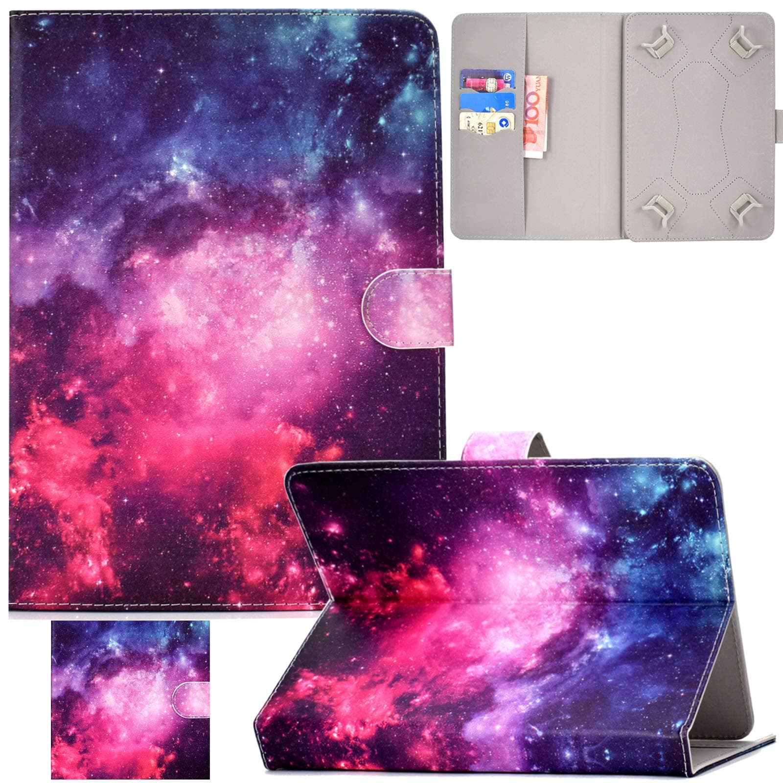 Universal Case for 9.0"-10.5" Tablet, Artyond PU Leather Folio Stand Cover with Cards Slots Case for All 9.0" 9.6" 9.7" 10.1" 10.4" 10.5" Android iOS and More 9.0-10.5 inch Tablet (Starry Sky)
