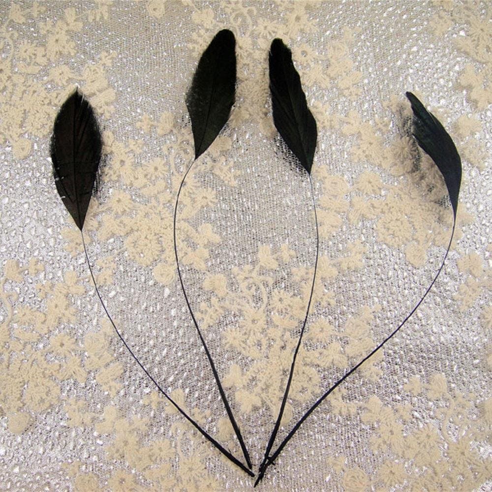 69 Colours Choices 5/7" Loose Stripped Coque Feathers for Millinery Hats Trimming Fascinators Craft Decorating Dancing Costume Making (Black #01, 25pcs)