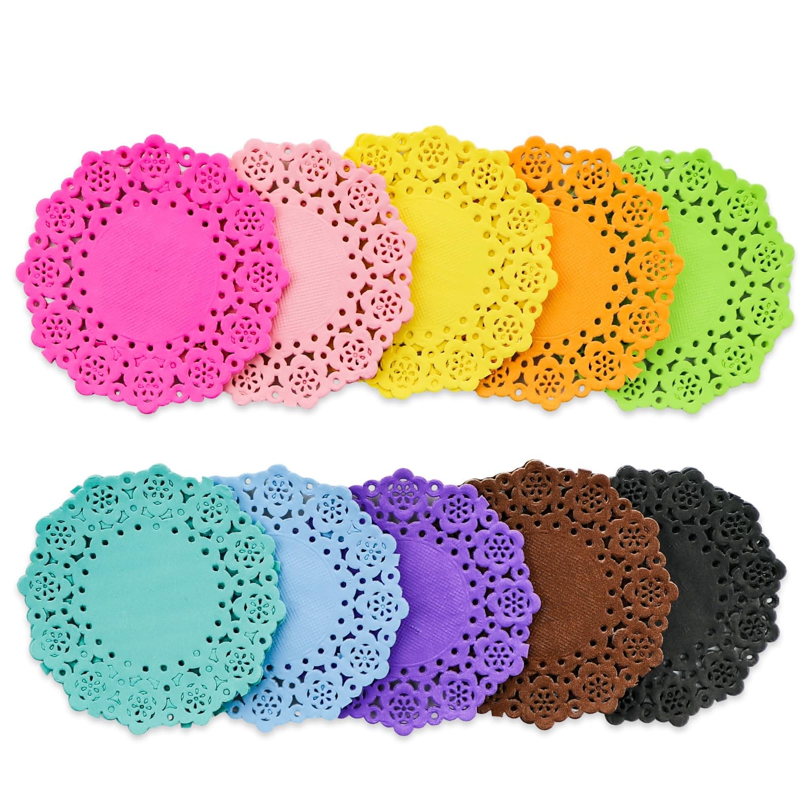 200 Pcs 3 Inch Round Lace Colored Paper Doilies, Assorted 10 Colors Mini Paper Doilies for Tables, Crafts, Wedding Party and Tableware Decoration