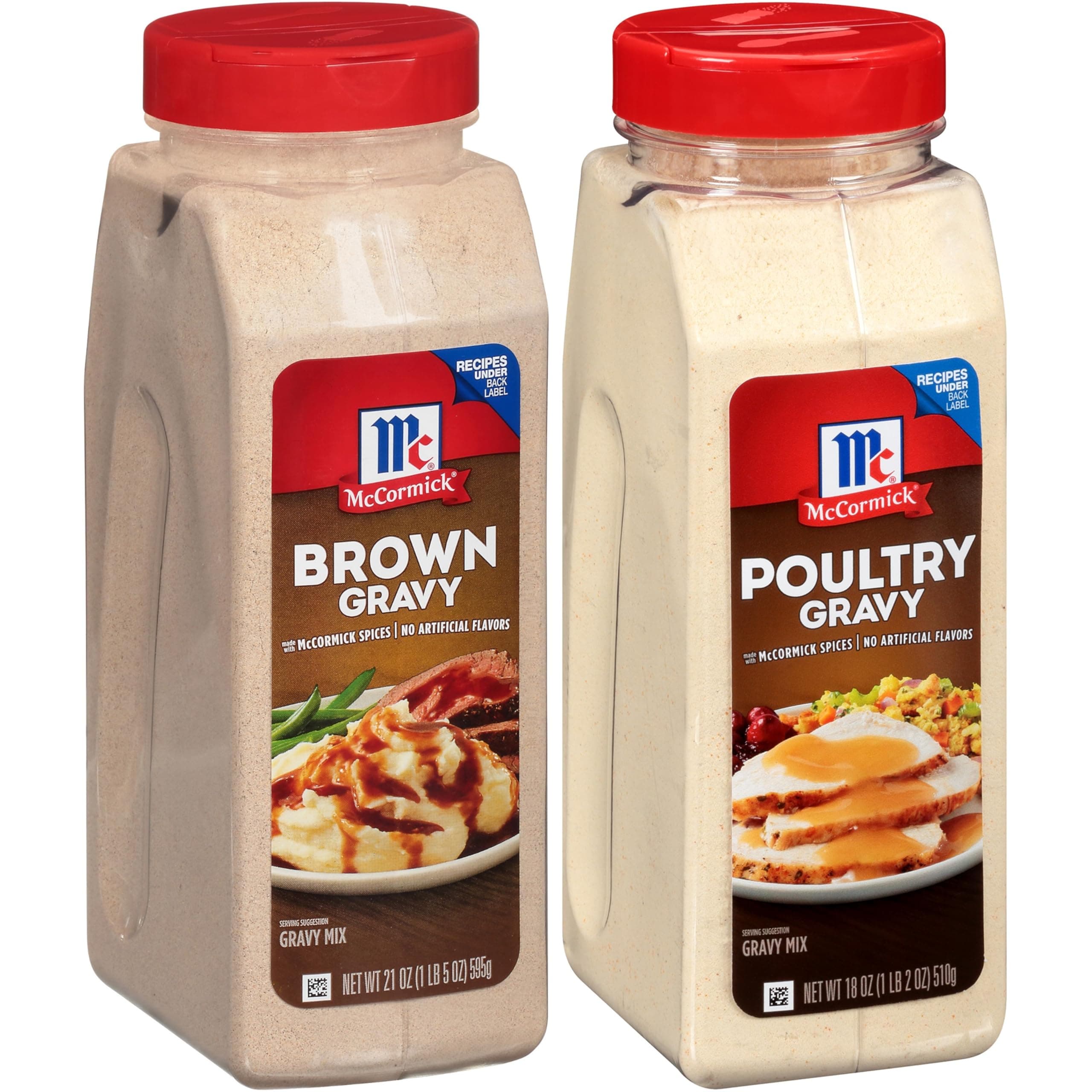 Gravy Mix Value Bundle - 2 Items- McCormick Brown Gravy, 21 Ounce and McCormick Poultry Gravy 18 Ounce