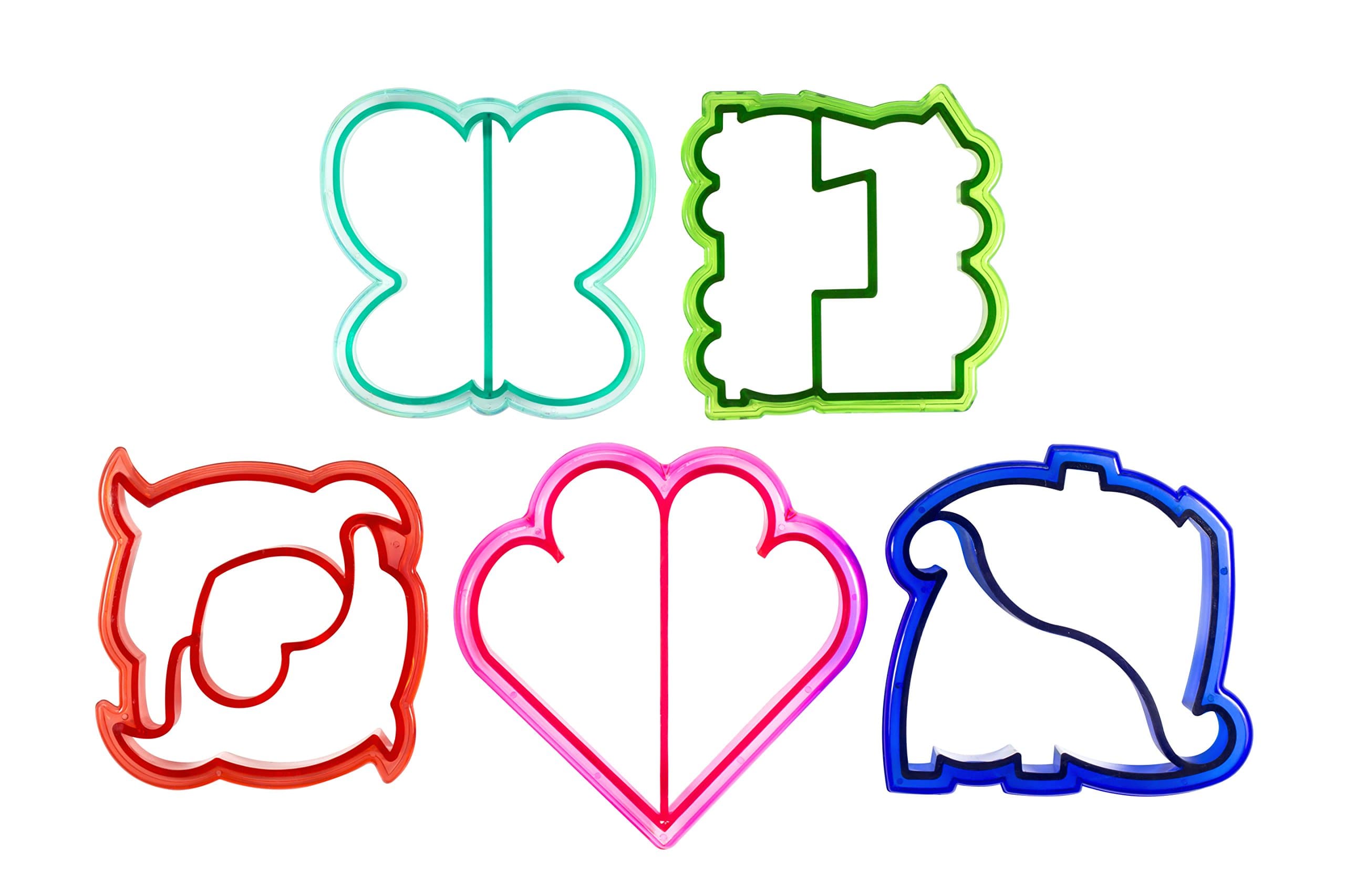 Sandwich Cutter (5pc) Premium Set by Trendy Cooks Offers Sandwich Cutters for Kids, 5 Fun Shapes Heart, Train, Dinosaur, Dolphin & Butterfly, Ideal as Cookie Cutter Shapes, Make Sandwiches Fun Today!