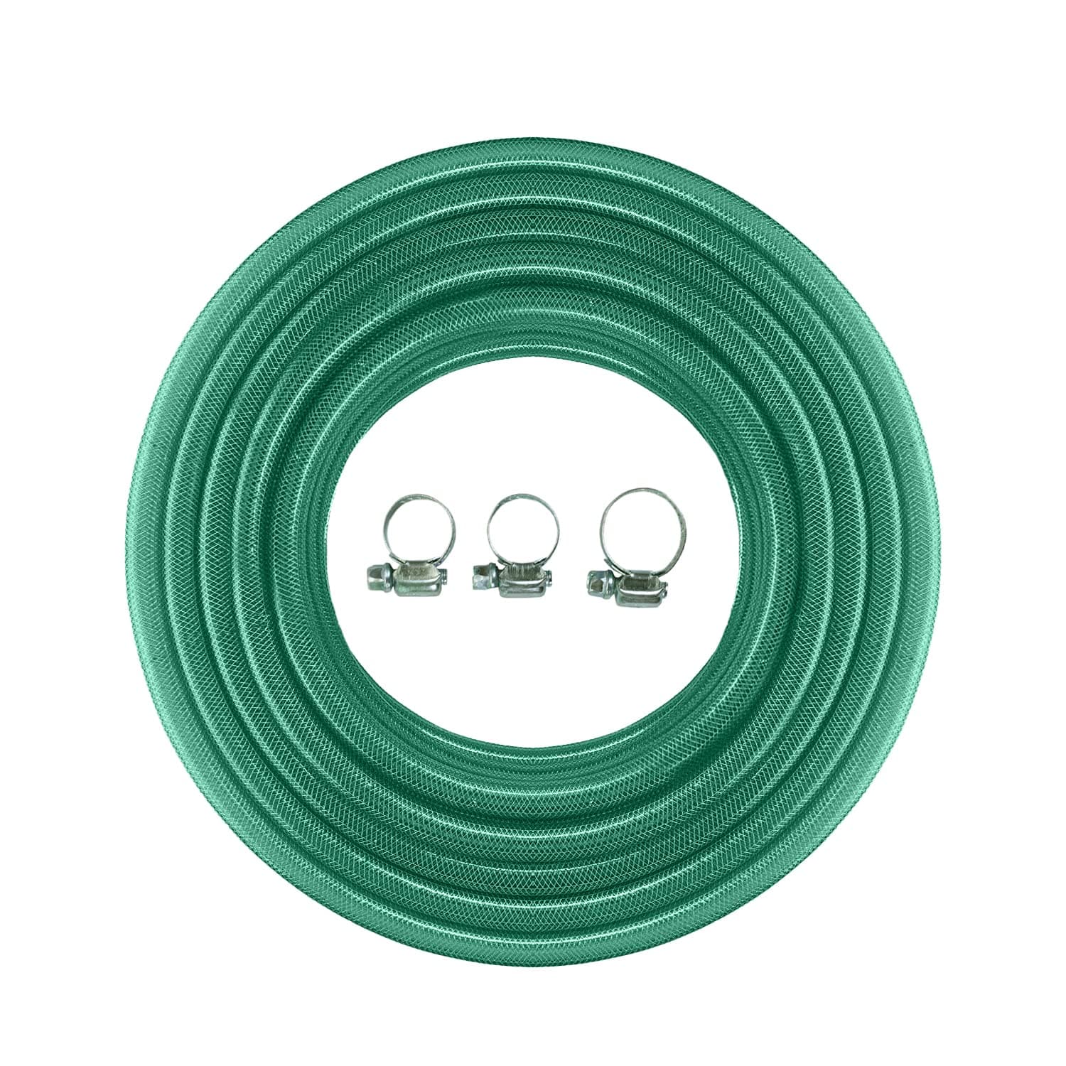 Cinagro 30 Metres Braided Hose Pipe with 3 Clamps for Watering Home Garden, Car Washing, Floor Cleaning & Pet Bathing (3/4 Inch, Green)