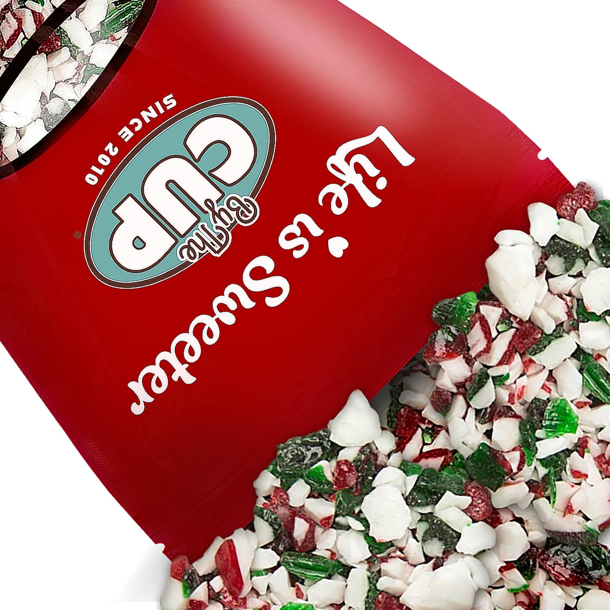  Red, Green, and White Peppermint Candy Pieces, 2 Pound Bag