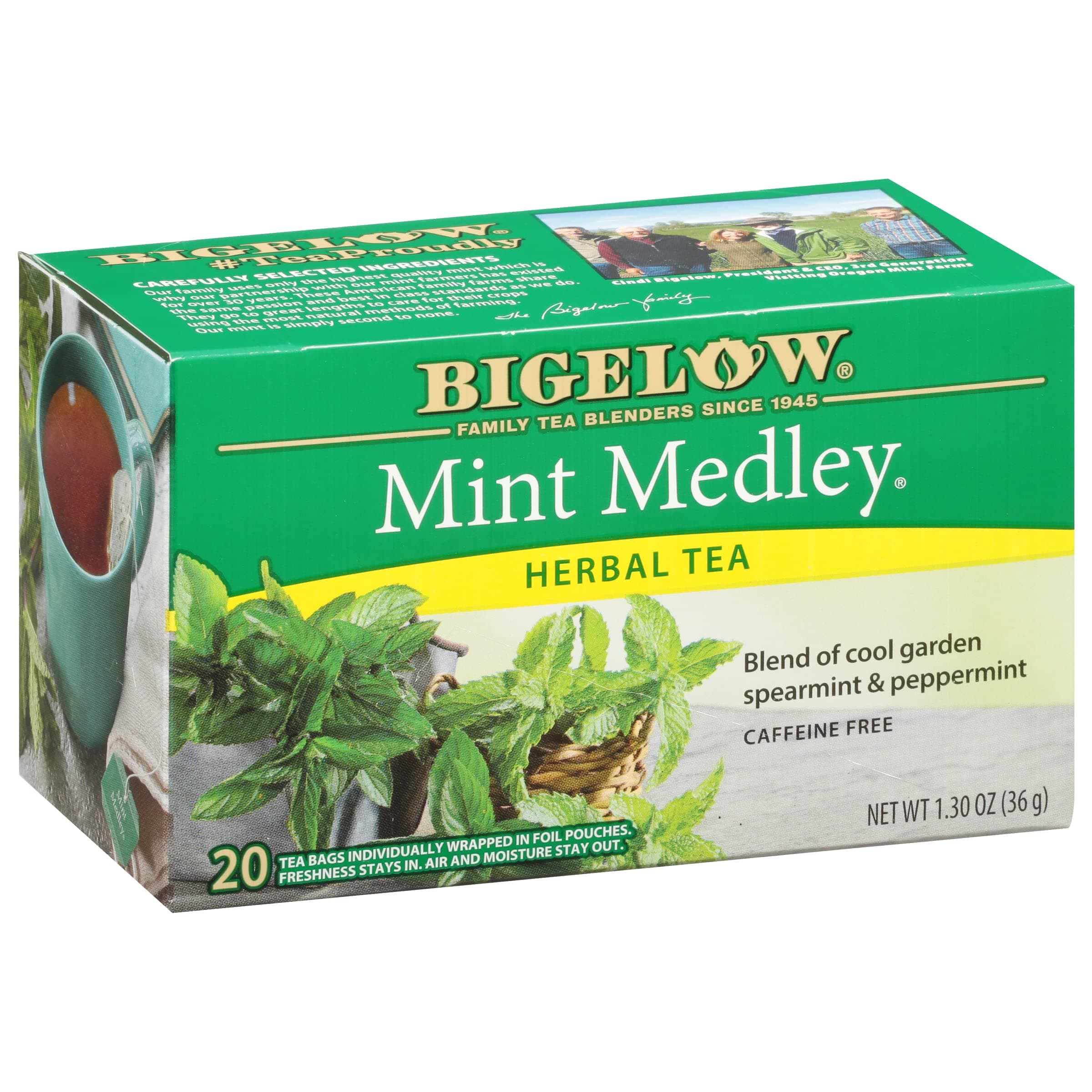 Bigelow Mint Medley Herbal Tea Bags 20-Count Box (Pack of 6), Caffeine Free Herbal Tea, 120 Tea Bags Total