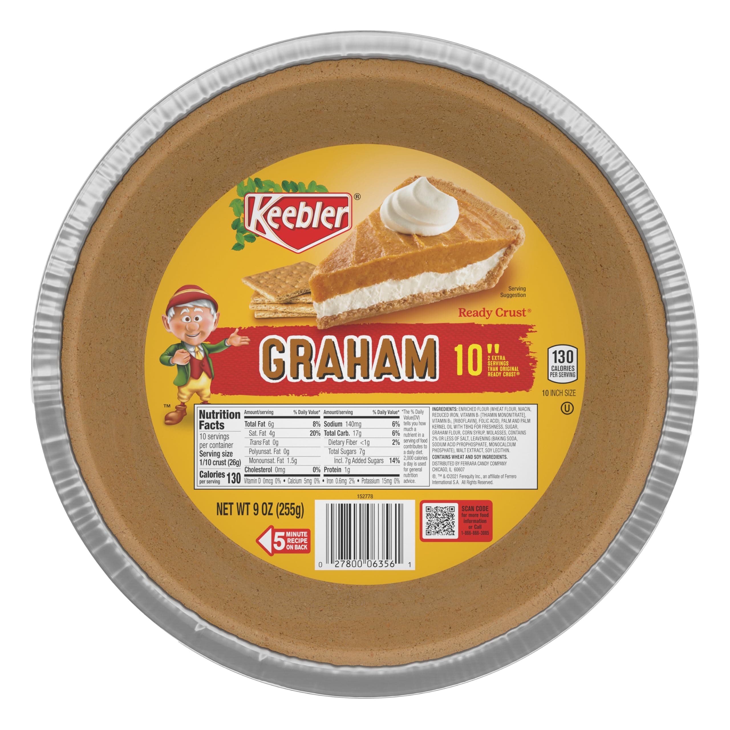 Keebler Ready Pie Crust, Graham Cracker, 10 In. (Pack of 1)