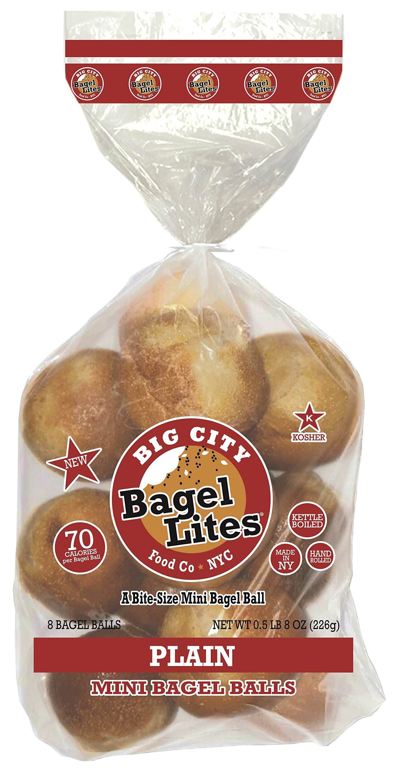 24 Bagel Lites Fresh, NYC mini bagel balls- PLAIN (3 PACK)