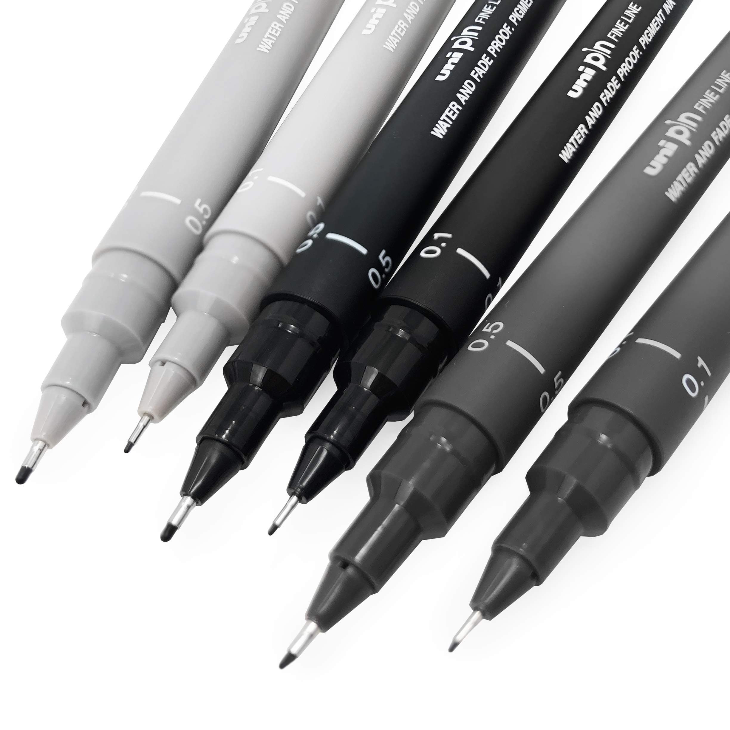 Fineliner Drawing Pen - Sketching Set - Gray Tones - 0.1/0.5mm - Set of 6