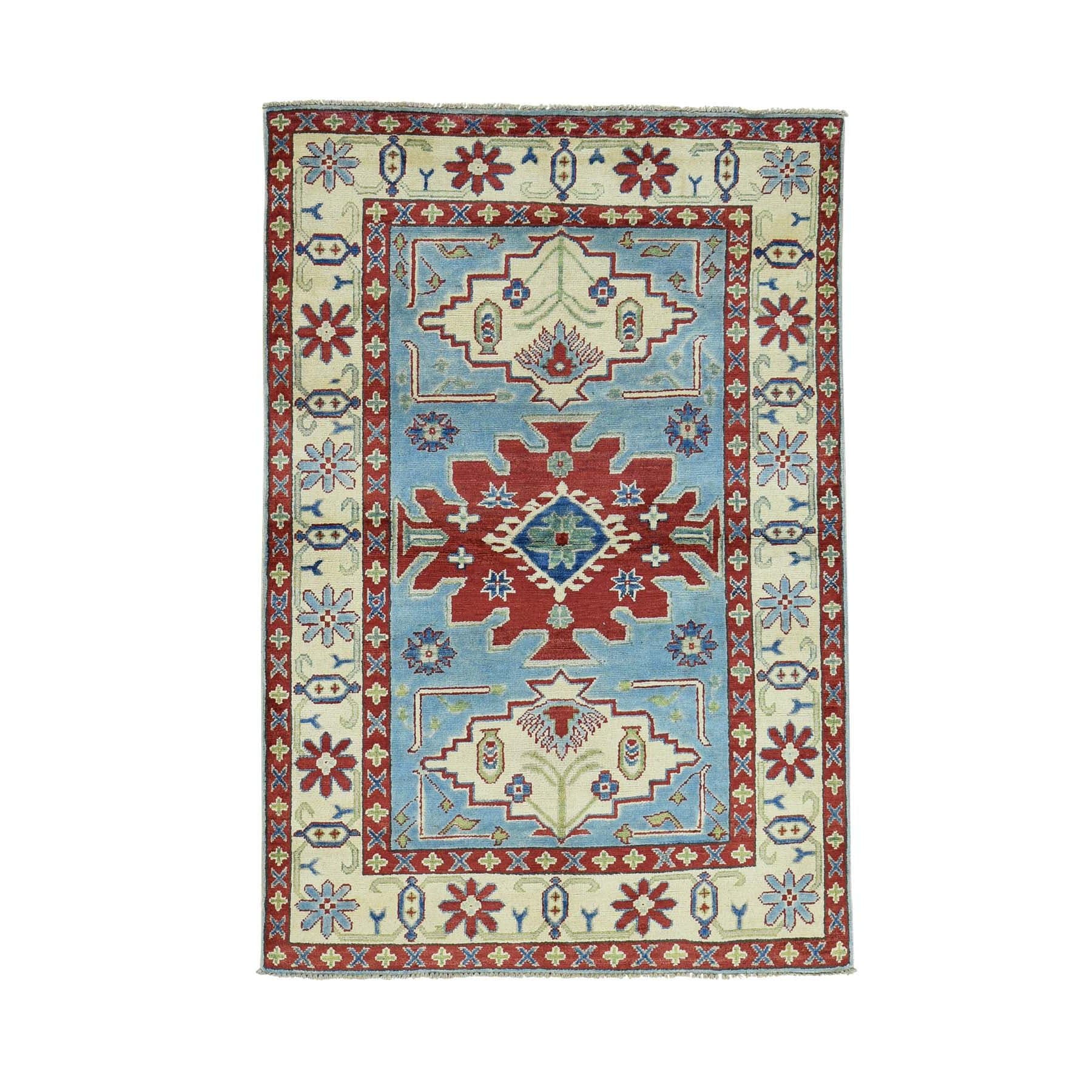 Shahbanu Rugs Tribal and Geometric Design Kazak 100 Percent Wool Oriental Rug (4' x 6')