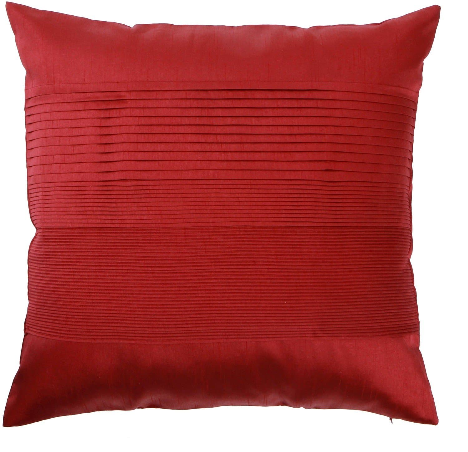 Loft Collection Luxury Pleat Decorative Pillow Replacement Cover, Brick Red
