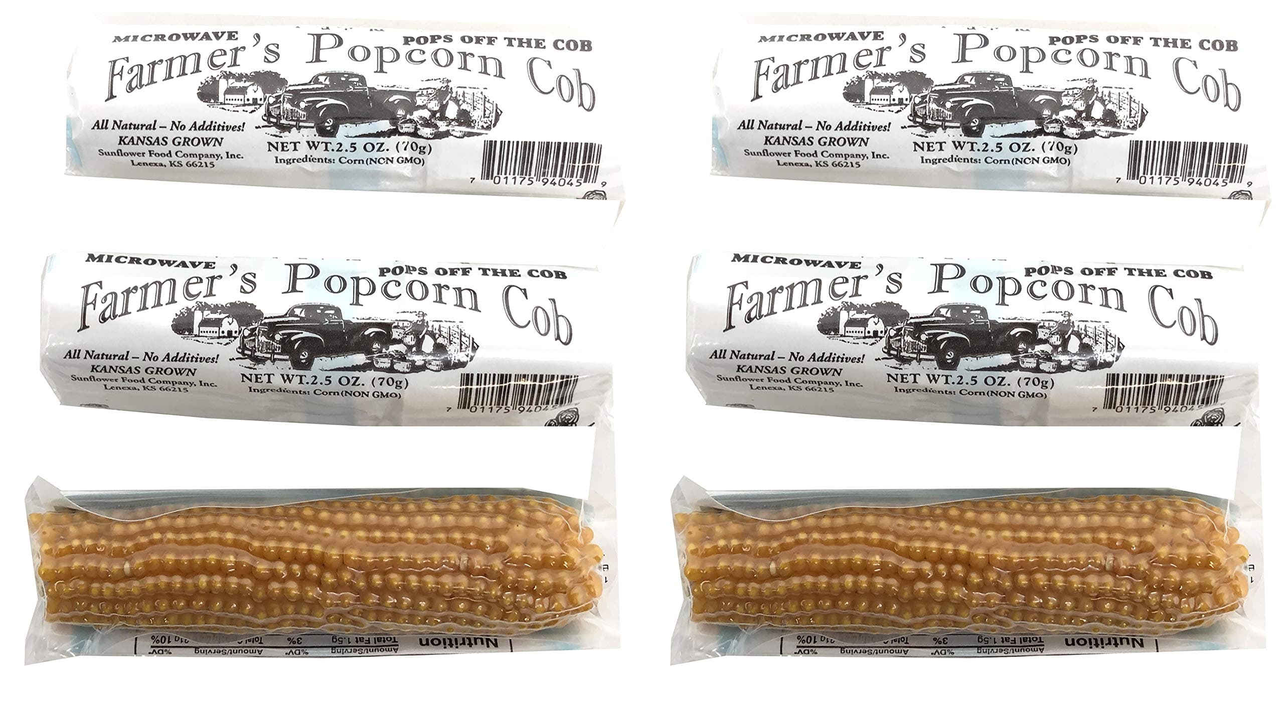 Farmers Popcorn Cob â Microwave Popcorn That Pops Off the Cob - Pack of 6 - All Natural, No Additives, Kansas Grown, Non-GMO Popcorn - 2.5 Ounce