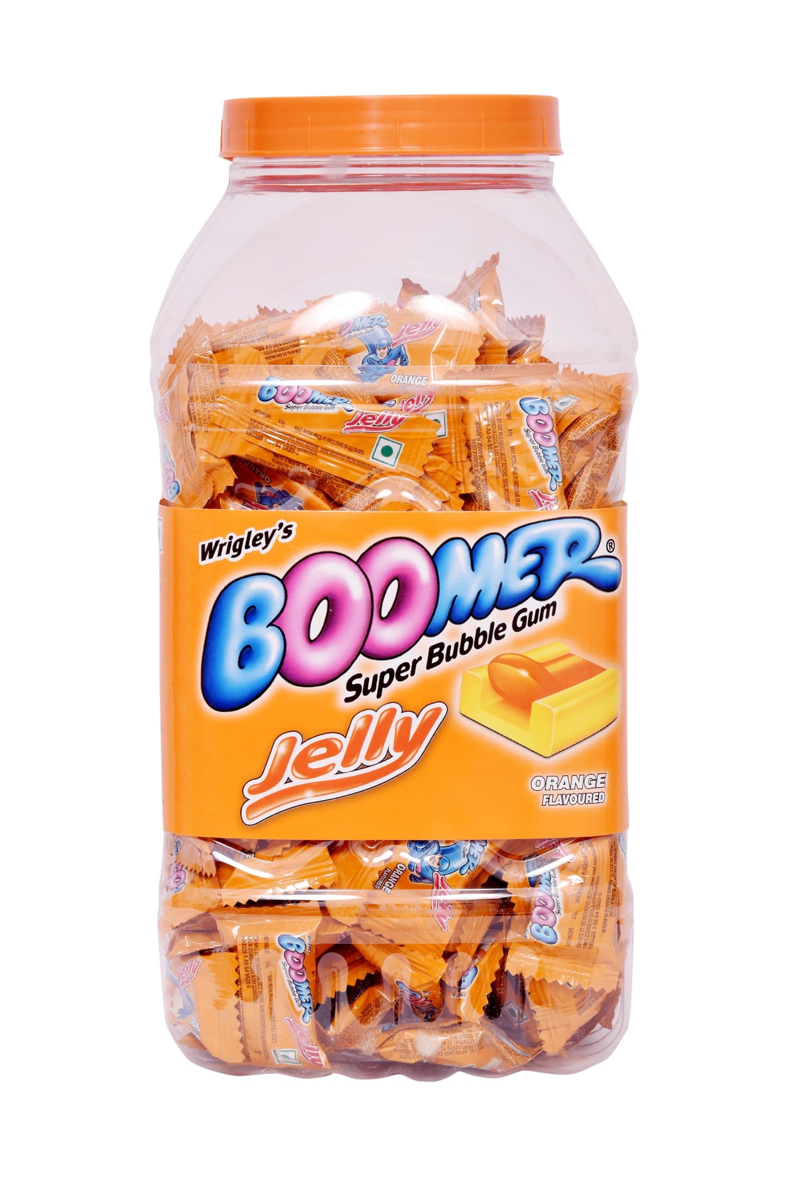 BOOMER Wrigley's Super Bubble Gum Jelly (Orange) -Pack of 184 Pcs
