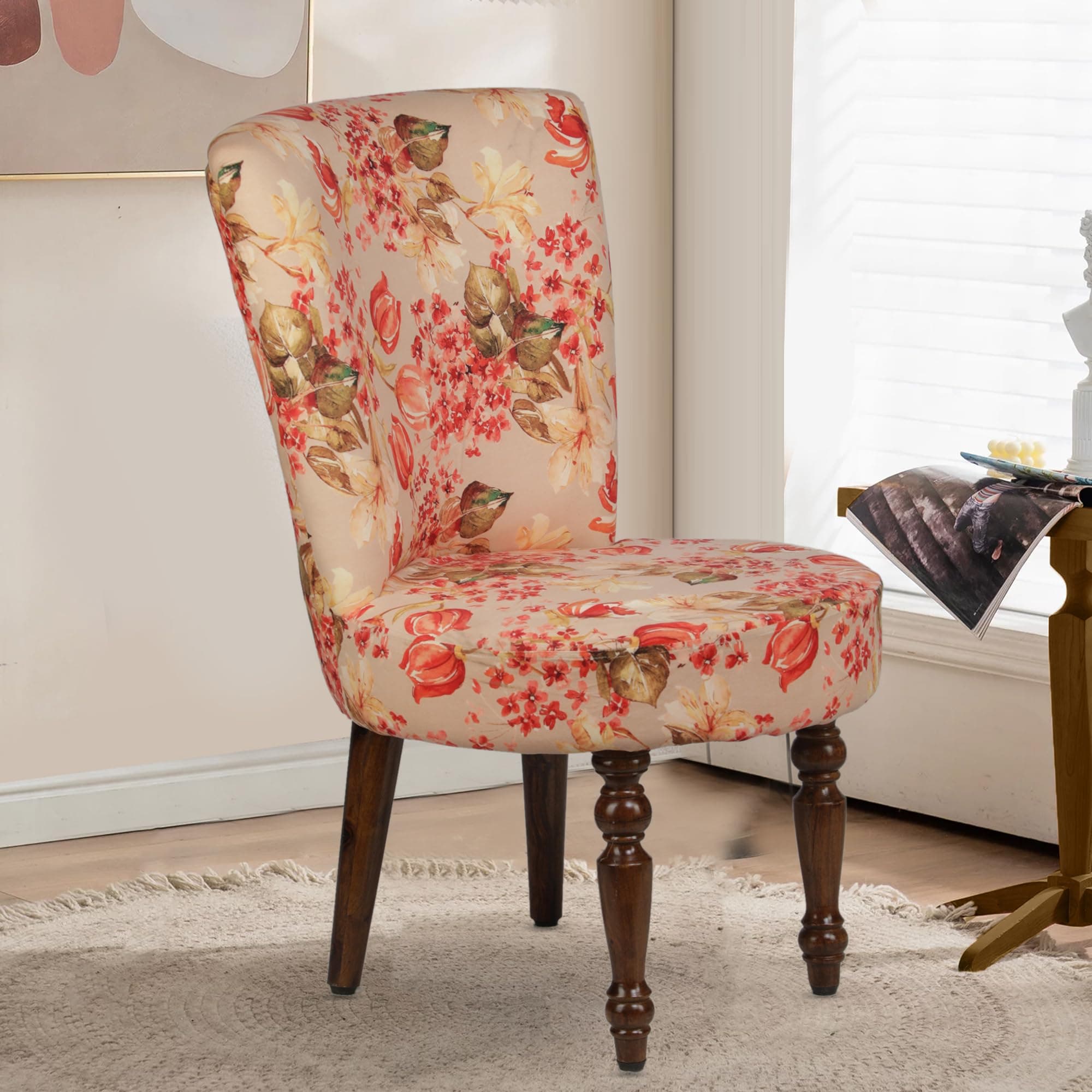 Globally Indian Lounge Chair in Printed Suede Velvet