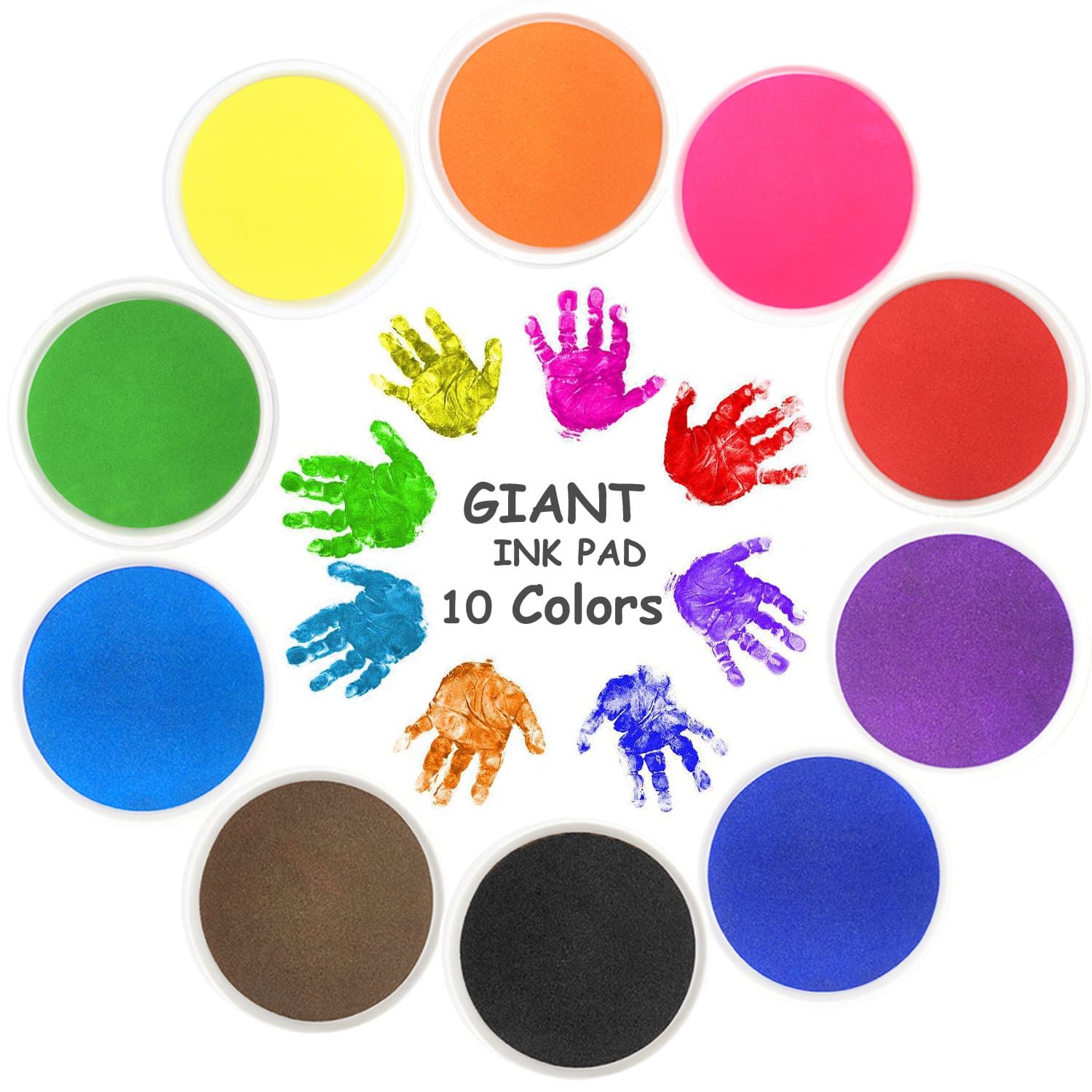 Ink Pad Stamps NISHLEY Stamp Pad Big Size Craft Ink Pad Water-Soluble 10 Colors for Rubber Stamp DIY Scrapbooking Finger Paint-Pack of 10