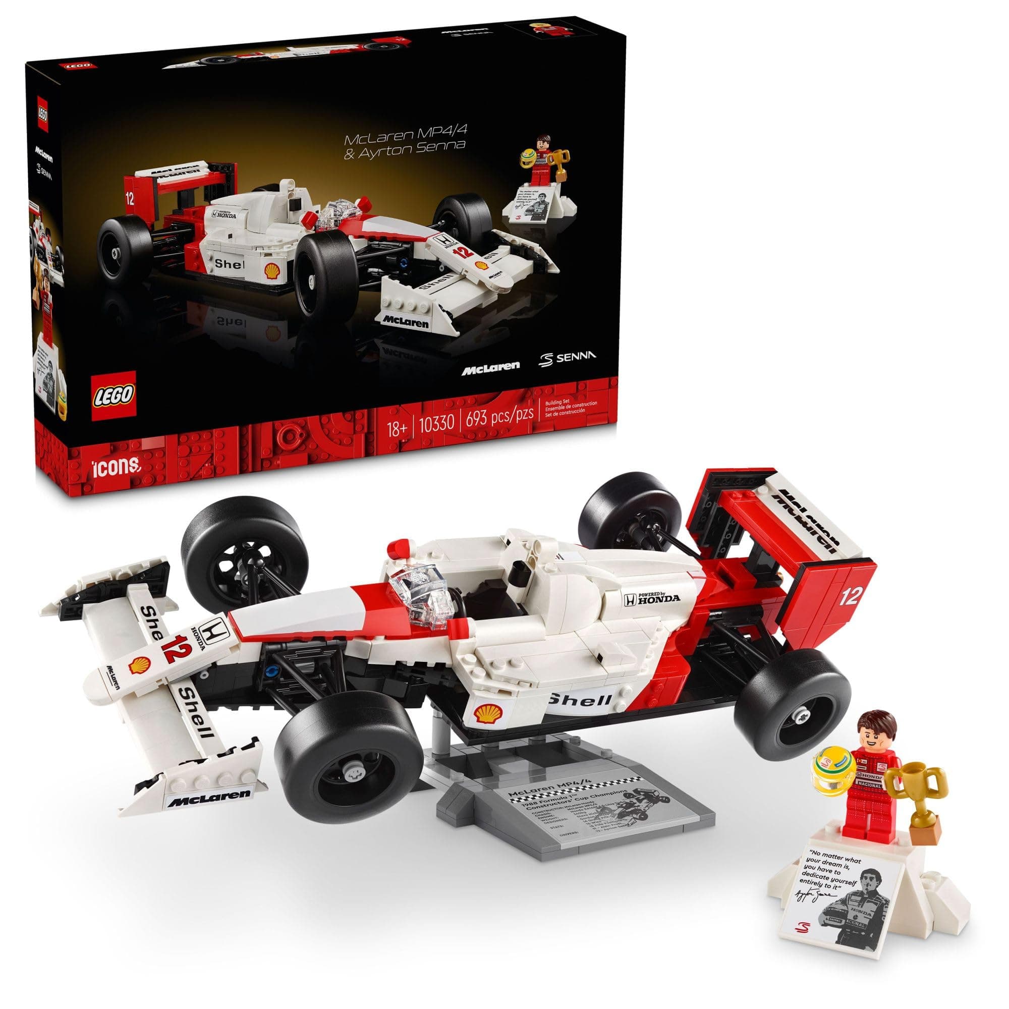 Icons McLaren MP4/4 y Ayrton Senna Modelo de Auto para Adultos 10330