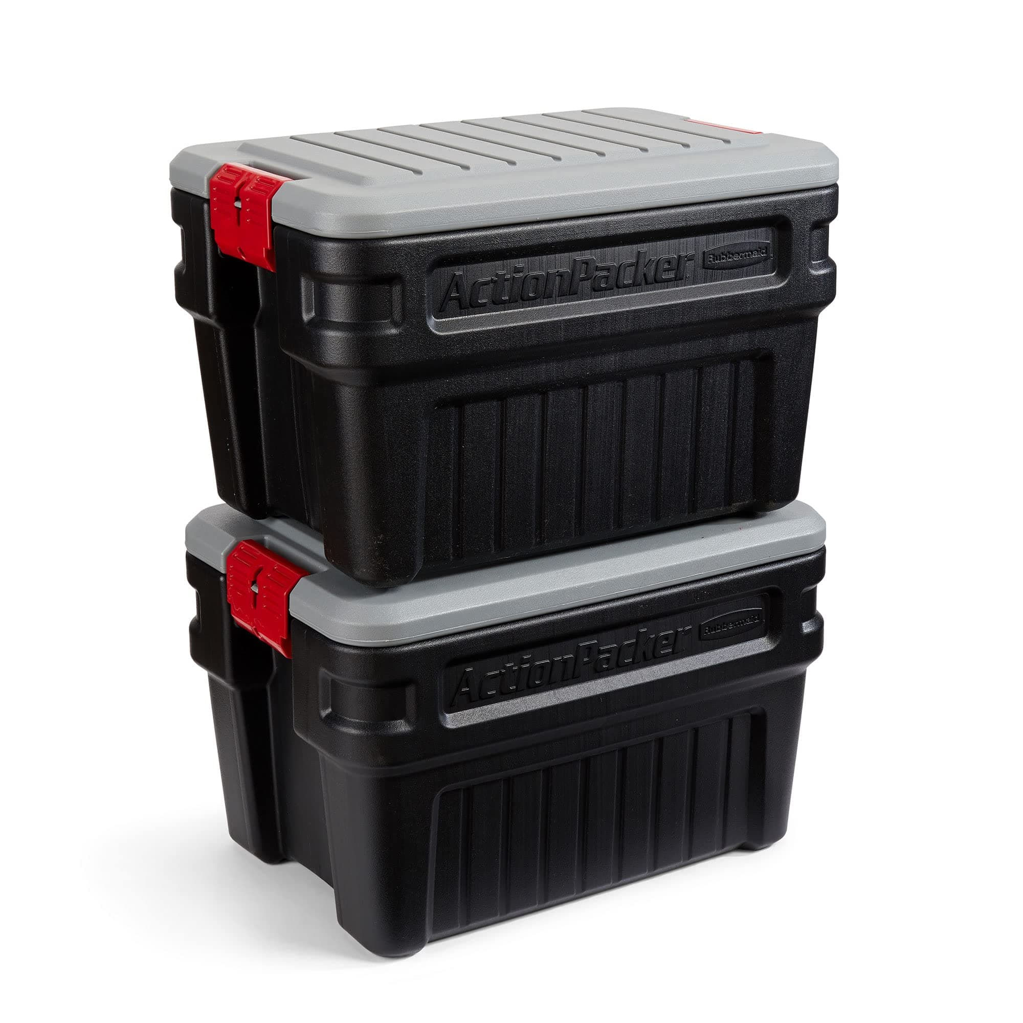 Rubbermaid ActionPacker️ 24 Gal Lockable Storage Bins Pack of 2, Industrial, Rugged Storage Containers with Lids