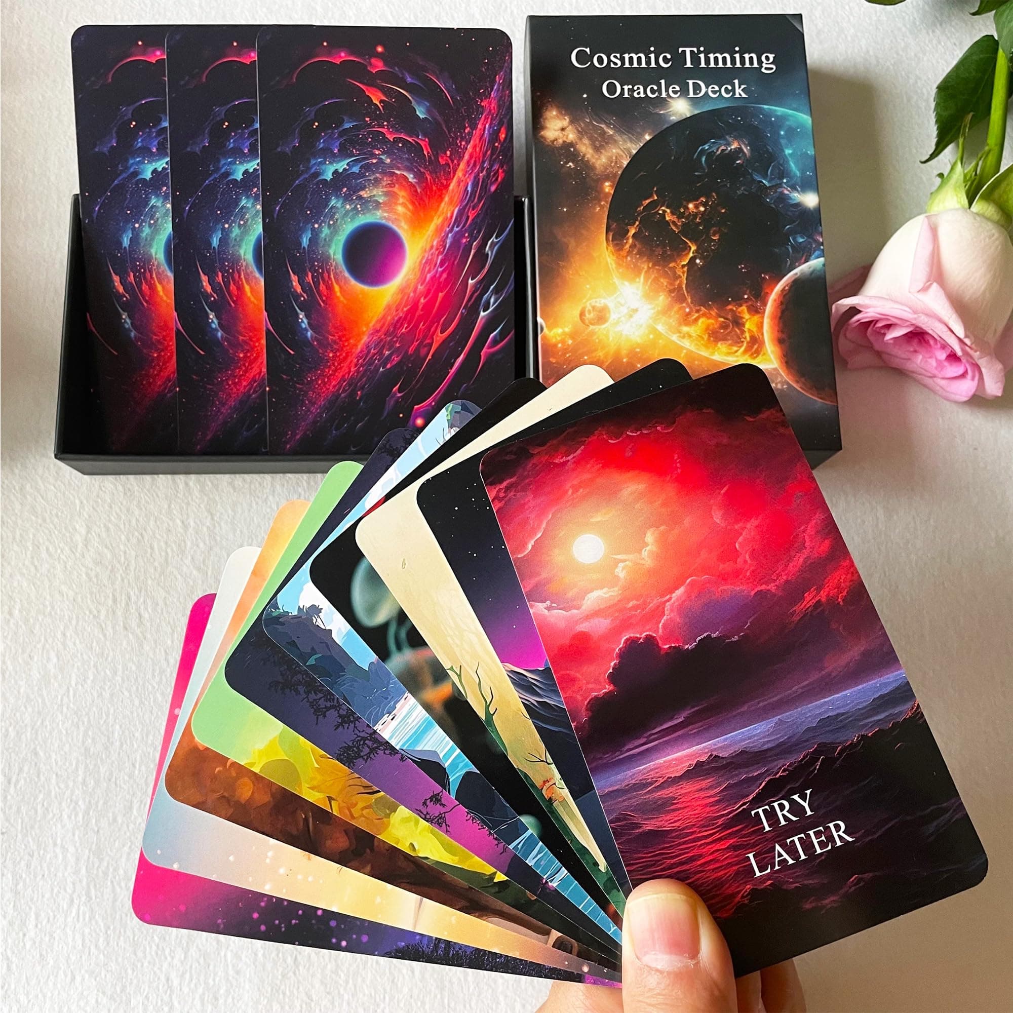 Time Oracle Cards Deck, Cosmic Timing Oracle Cards, Oracle Cards for Beginners, Divine Timing Oracle Deck to Help You Predict Time Frames.