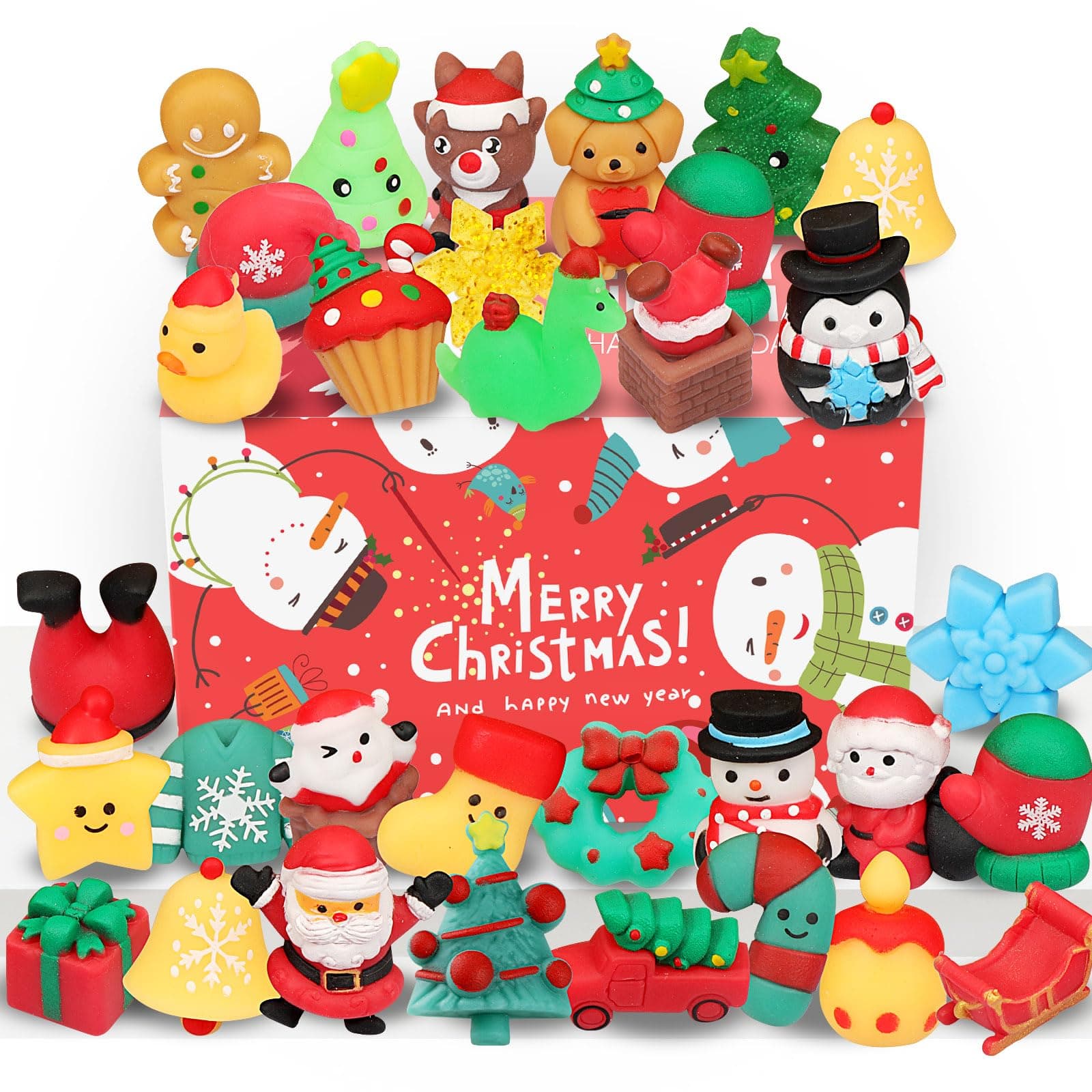 Squishy Toys, 26 Pack Christmas Squishies, Party Favors for Kids 4-8 8-12, Mochi Kawaii Cat Squishy Fidget Toys Animals, Goodie Bag Birthday Gifts Mini Miniature Stress Reliever Toy Pack