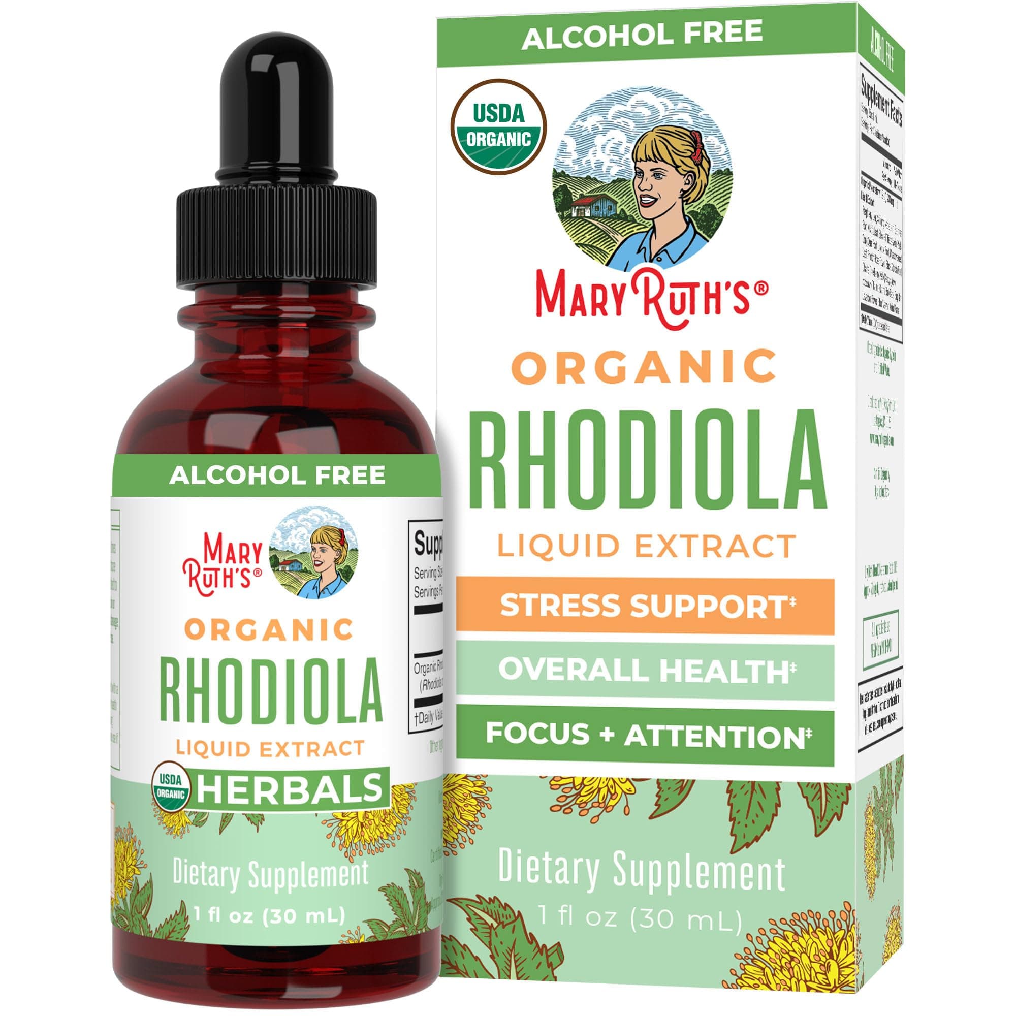 Rhodiola Rosea Supplement by MaryRuth's | USDA Organic Herbal Extract | Nootropic | Focus Supplement | Non-GMO | 30 Servings