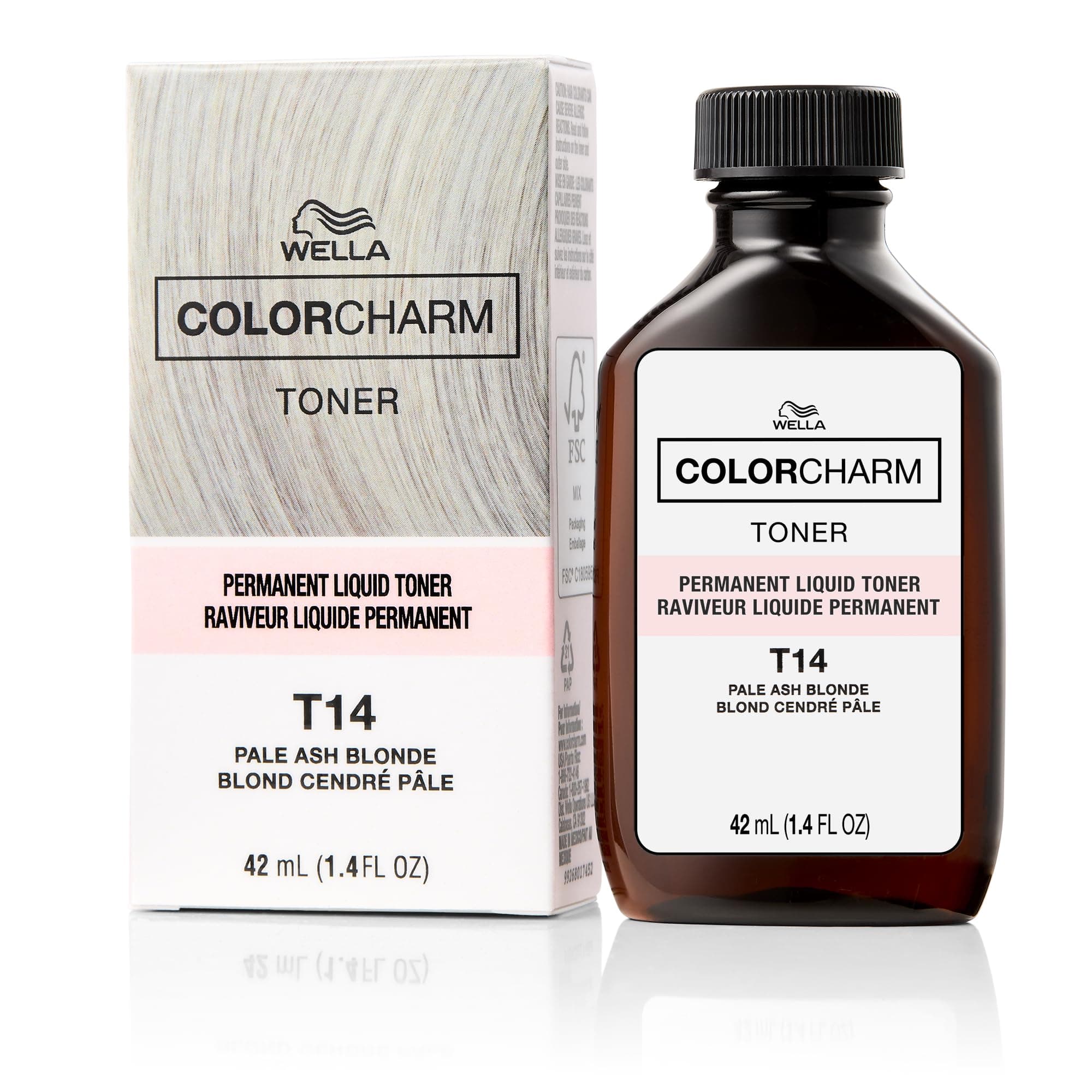 COLORCHARM Permanent Liquid Toners| Neutralize Brass| Free of Parabens| Vegan| T14 Pale Ash Blonde| 1.4 Fl Oz