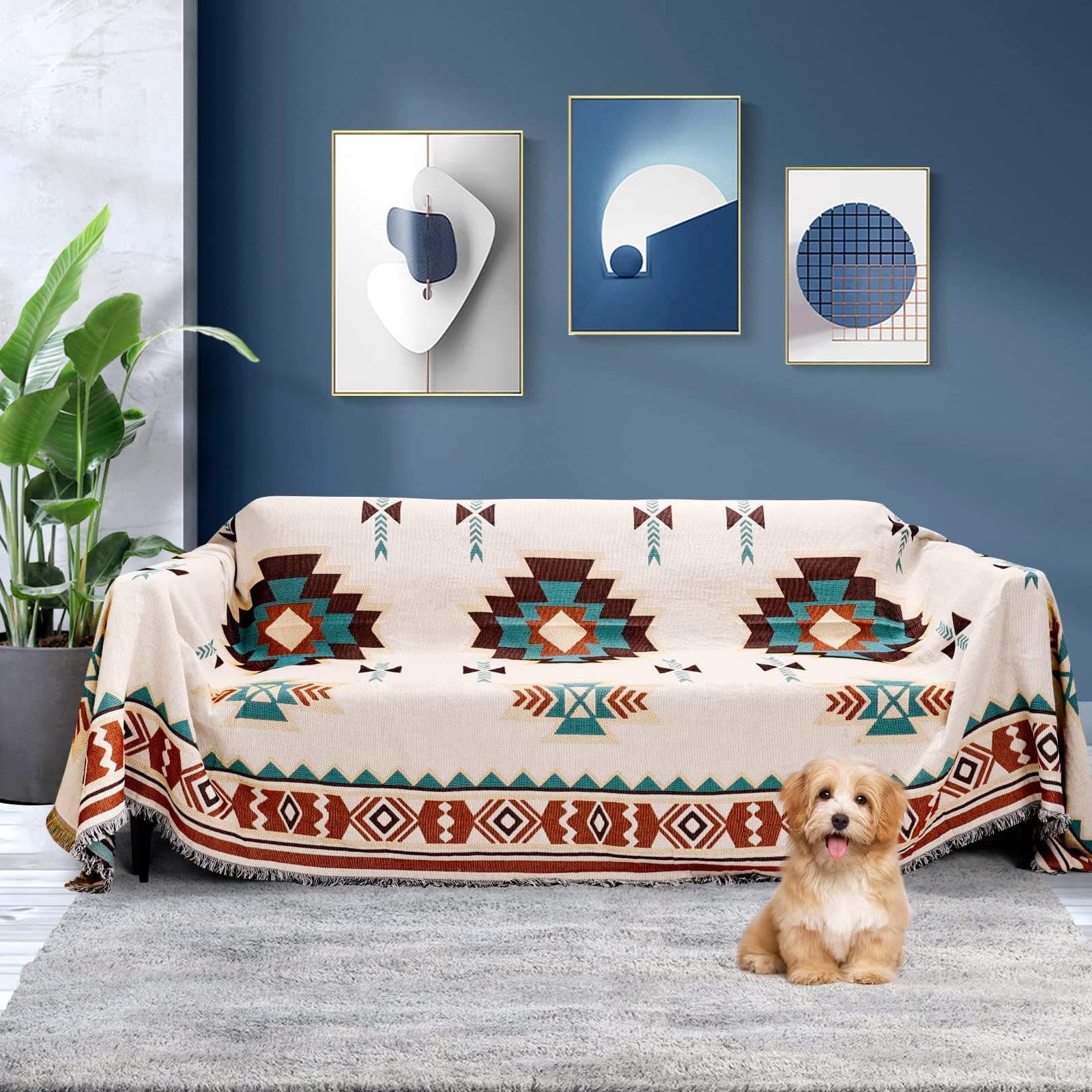 Sofa Slipcovers Towel Reversible Couch Cover for 3 Seat Cushion Blanket Sofa Cover Bohemian Couch Slipcovers with Tassels Couch Protector for Pets, Kids Large Size 180 * 260CM (Style2, 180 * 260CM)