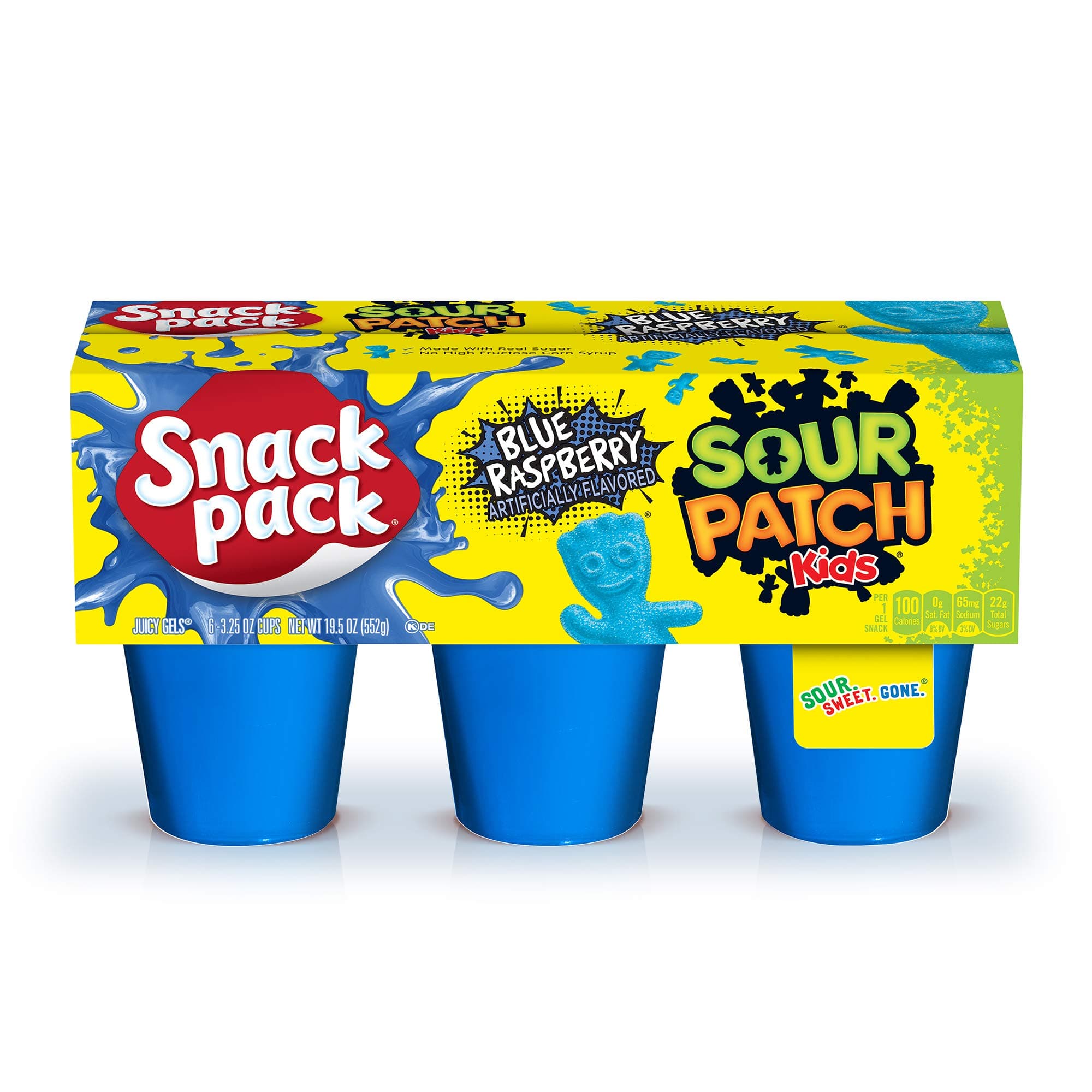 Snack PackSour Patch Kids Juicy Gels, Blue Raspberry, Lunchbox Snack, 3.25 oz 6 ct