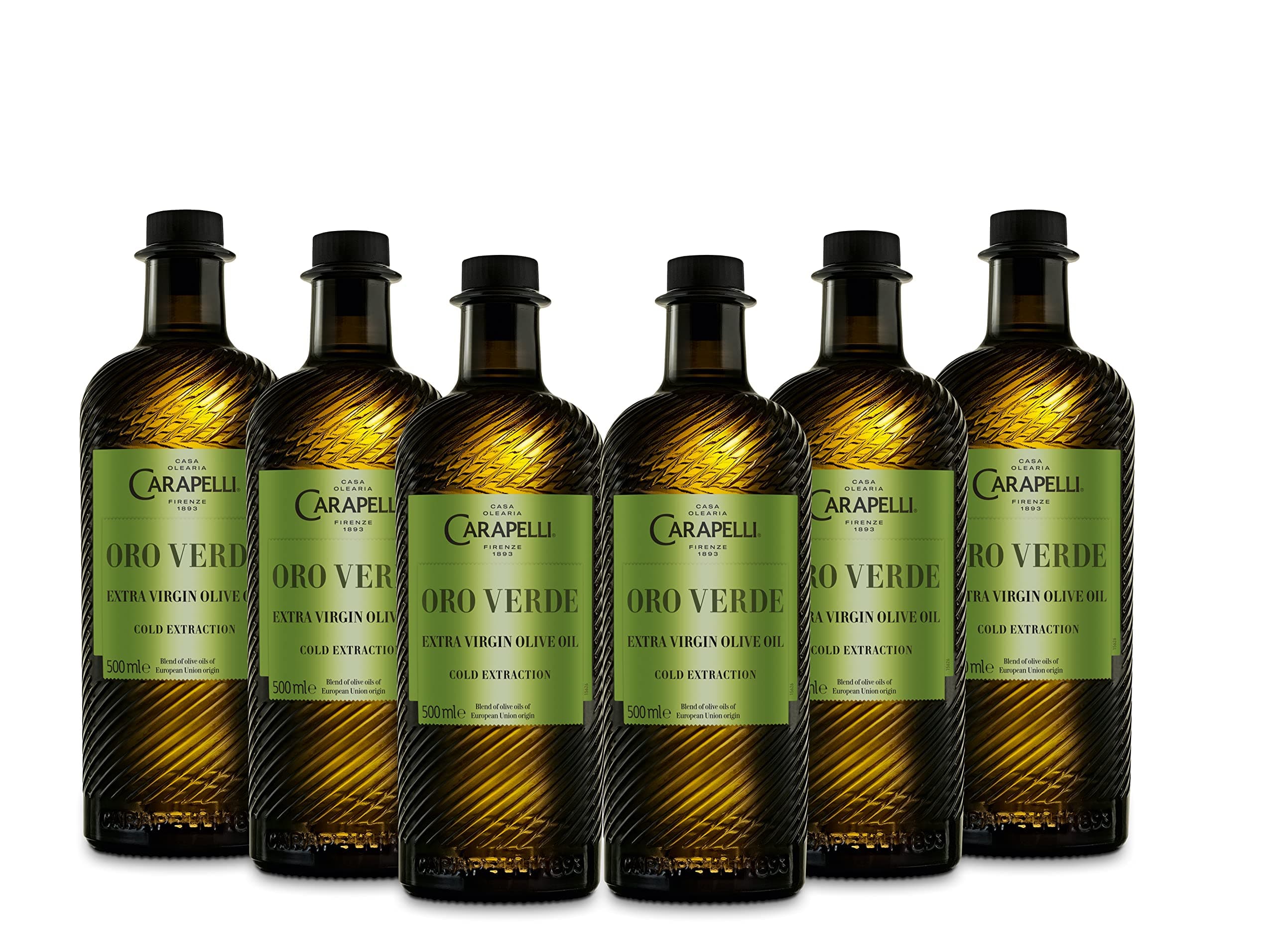 Carapelli Oro Verde Extra Virgin Olive Oil, Cold Pressed Extra Virgin Olive Oil, Pack of 6 x 500ml