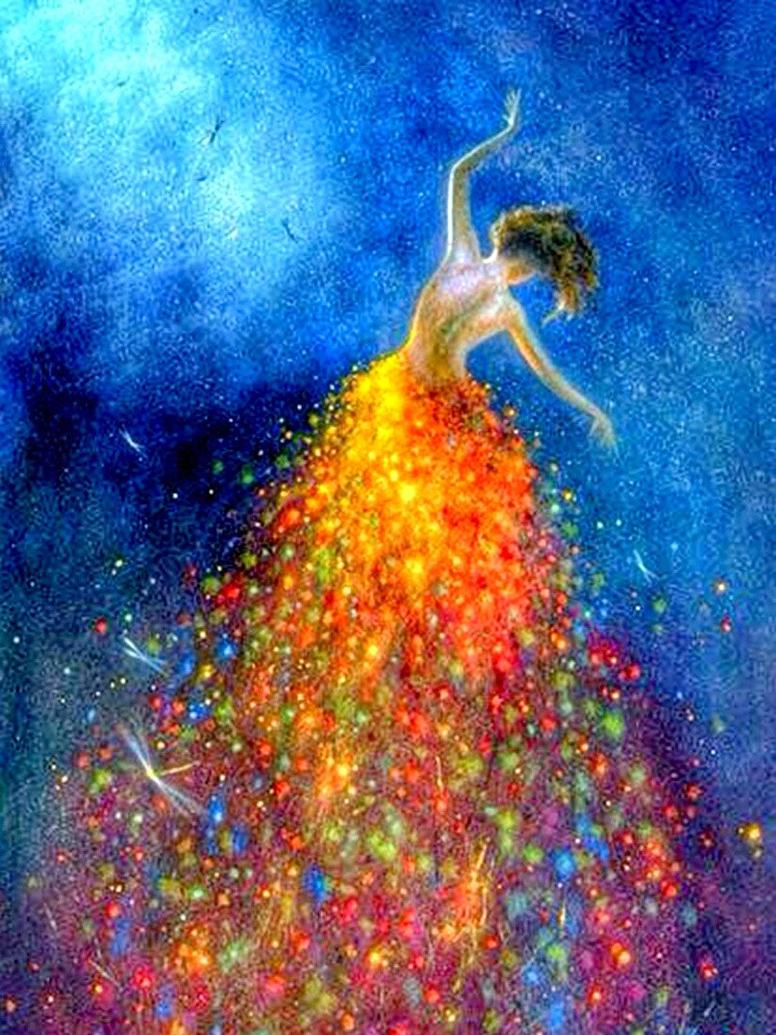 SUNKOO DIY 5D Diamond Painting Kits for Adults,Full Drill Diamond Painting Kits Dancer Diamonds Art Rhinestone Embroidery Pictures Craft for Home Wall Decor,Rainbow Dress(12×16 inches)