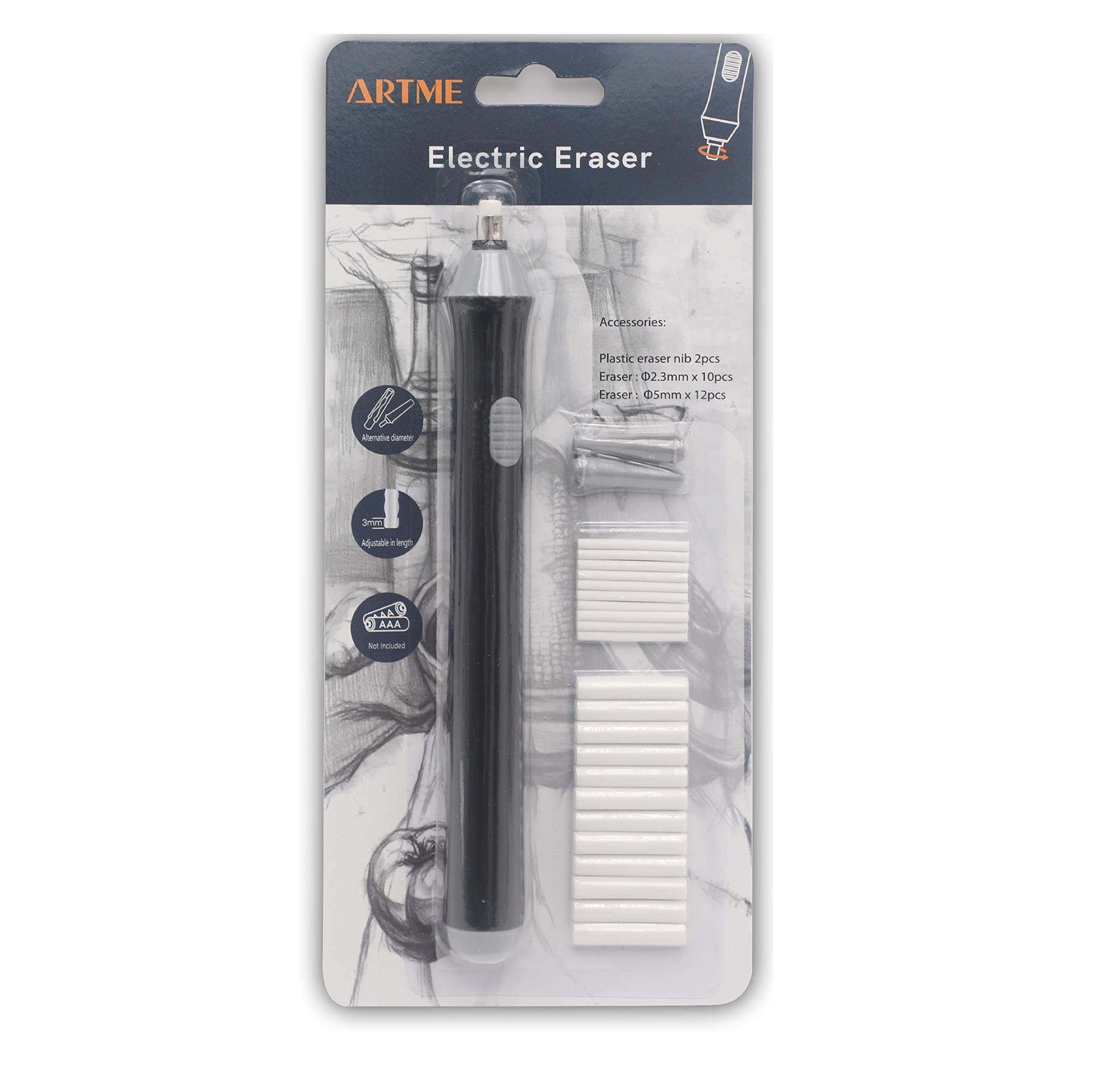 ARTME Electric Eraser/Automatic Rubber - 22pcs Refills Included (0.1 inch and...