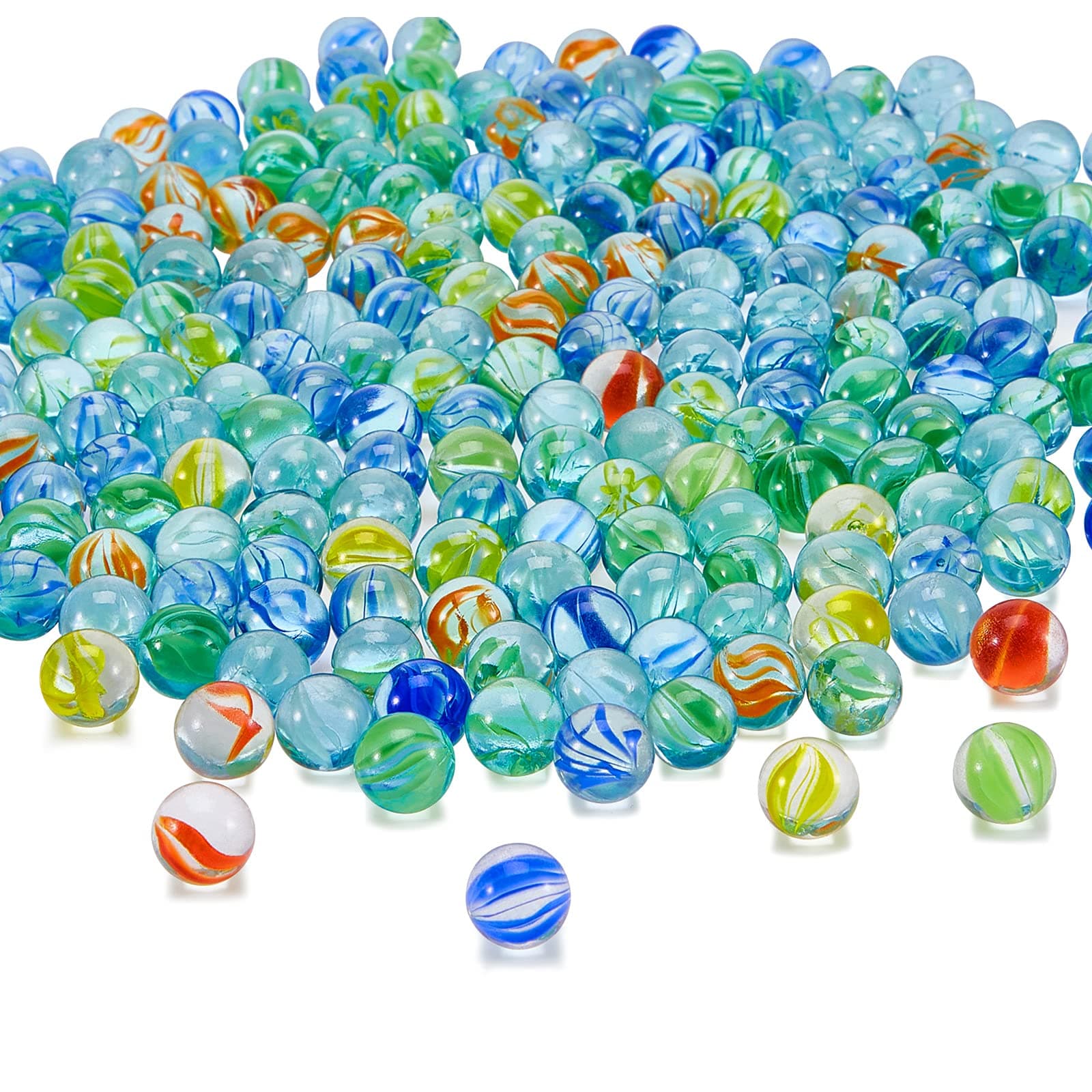 Sotiff 1000 Pieces Marbles Bulk Cats Eyes Glass Marbles Color Mixing 0.55 Inch Solid Round Glass Marble for Kids Slingshot DIY Home Decoration Chinese Checkers Game(Classic)