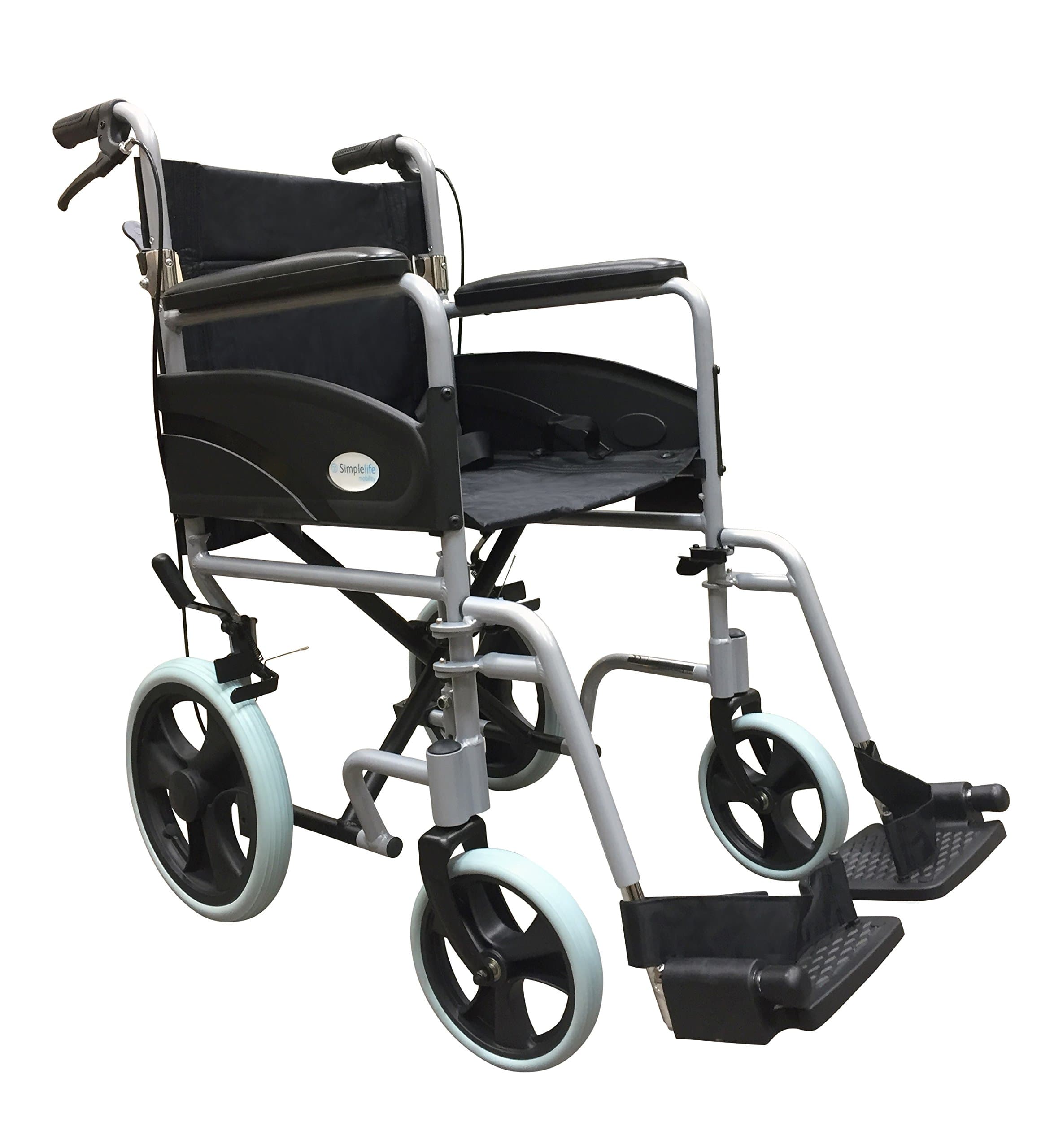 Simplelife MobilityUltra Lightweight Folding Transit Wheelchair with Handbrakes