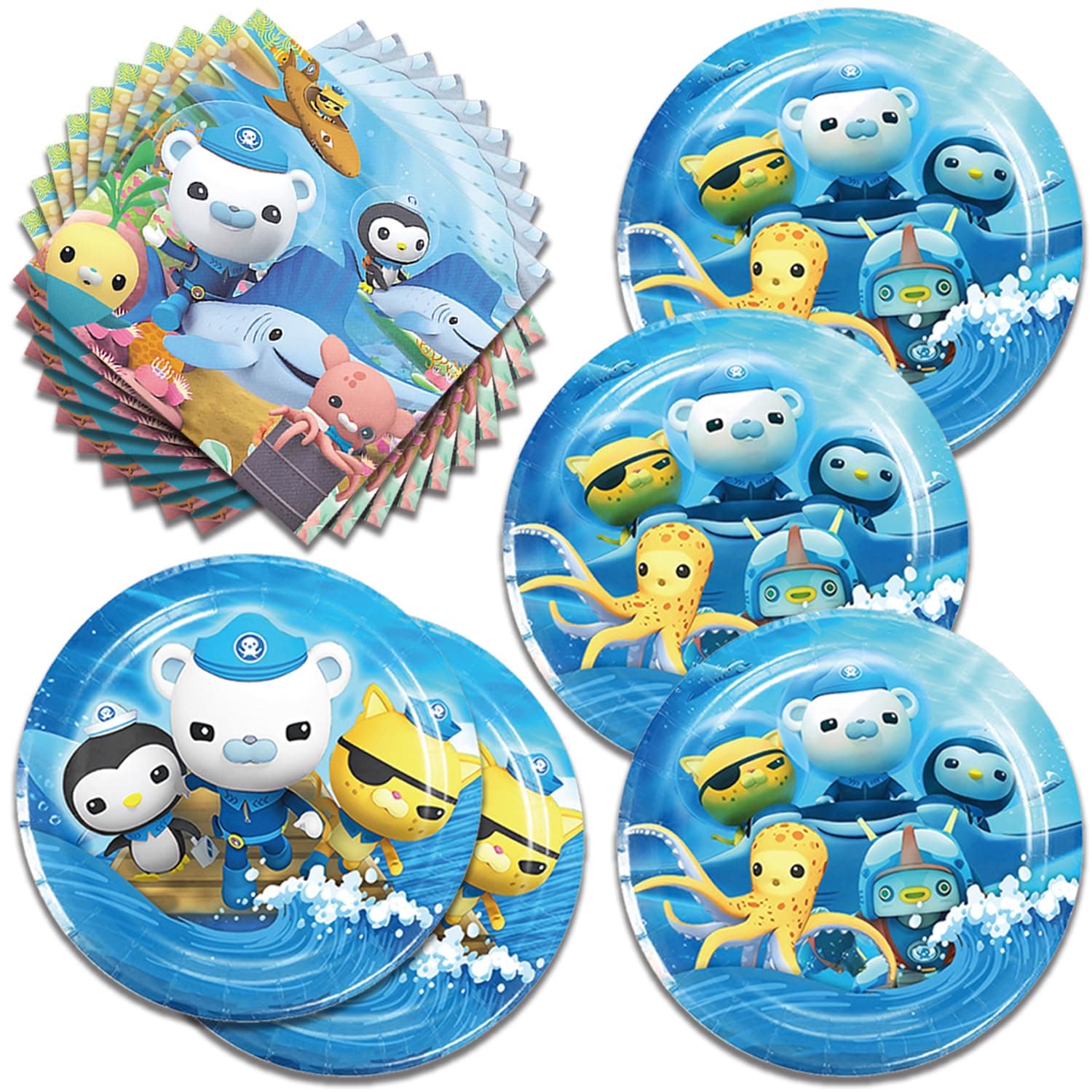 40Pcs Octo Party Supplies include 20 plates, 20 napkins for the Octo birthday party decoration