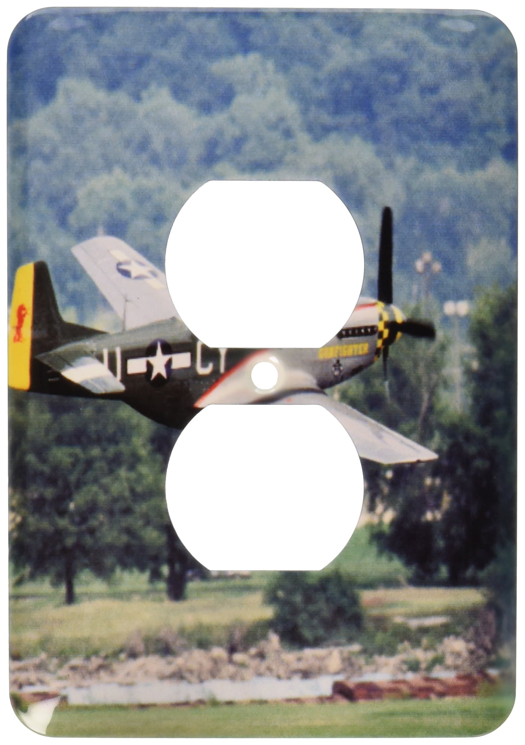 3dRose lsp_91303_6 North American P-51 D Mustang, War Plane Us24 Bfr0082 Bernard Friel 2 Plug Outlet Cover